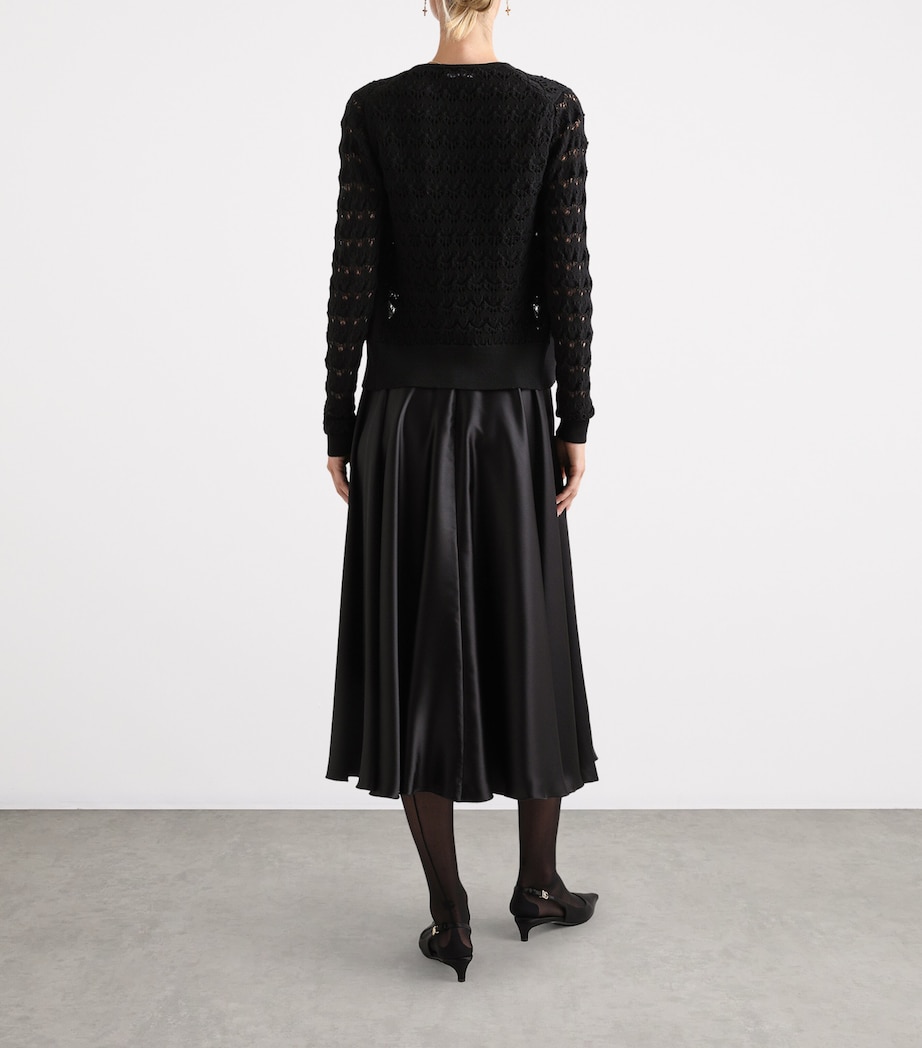 Silk Midi Skirt N0000-BLACK Image 2