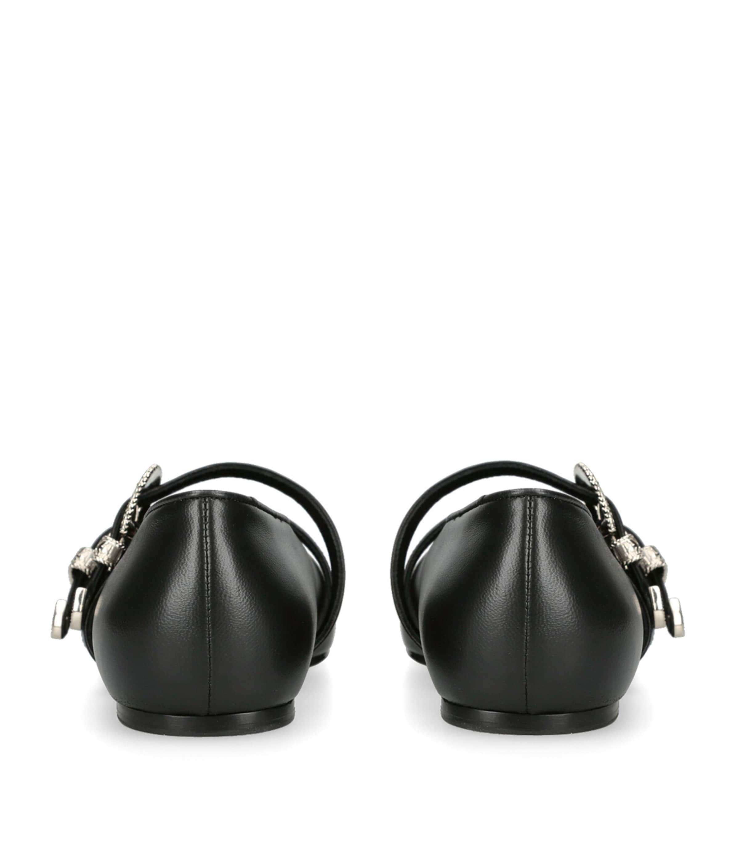 Leather Buckle Claudia Ballet Flats BLACK Image 4
