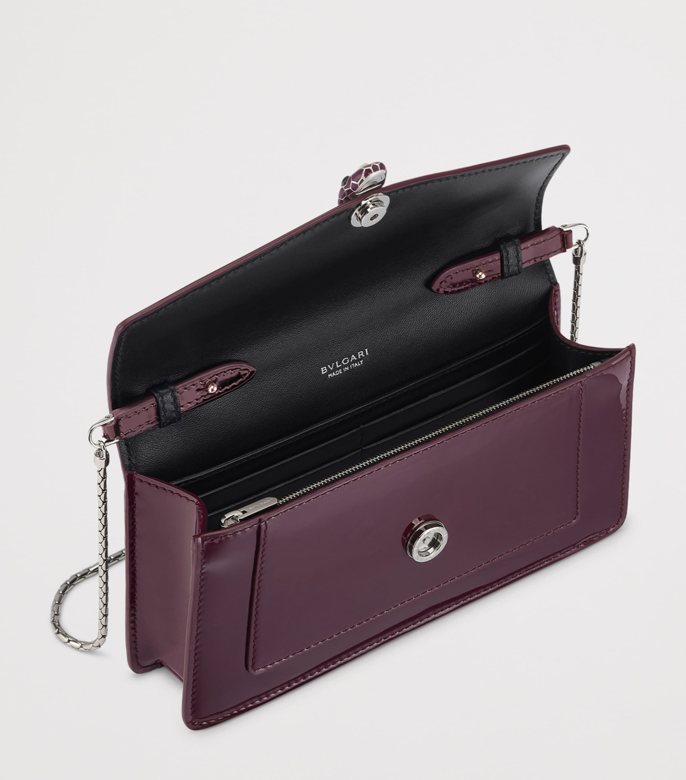 Bvlgari Leather Serpenti Forever Chain Wallet Purple Image 5