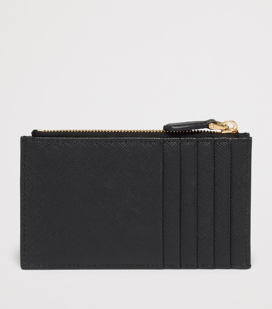 Prada Saffiano Leather Zip Card Holder Black Image 3