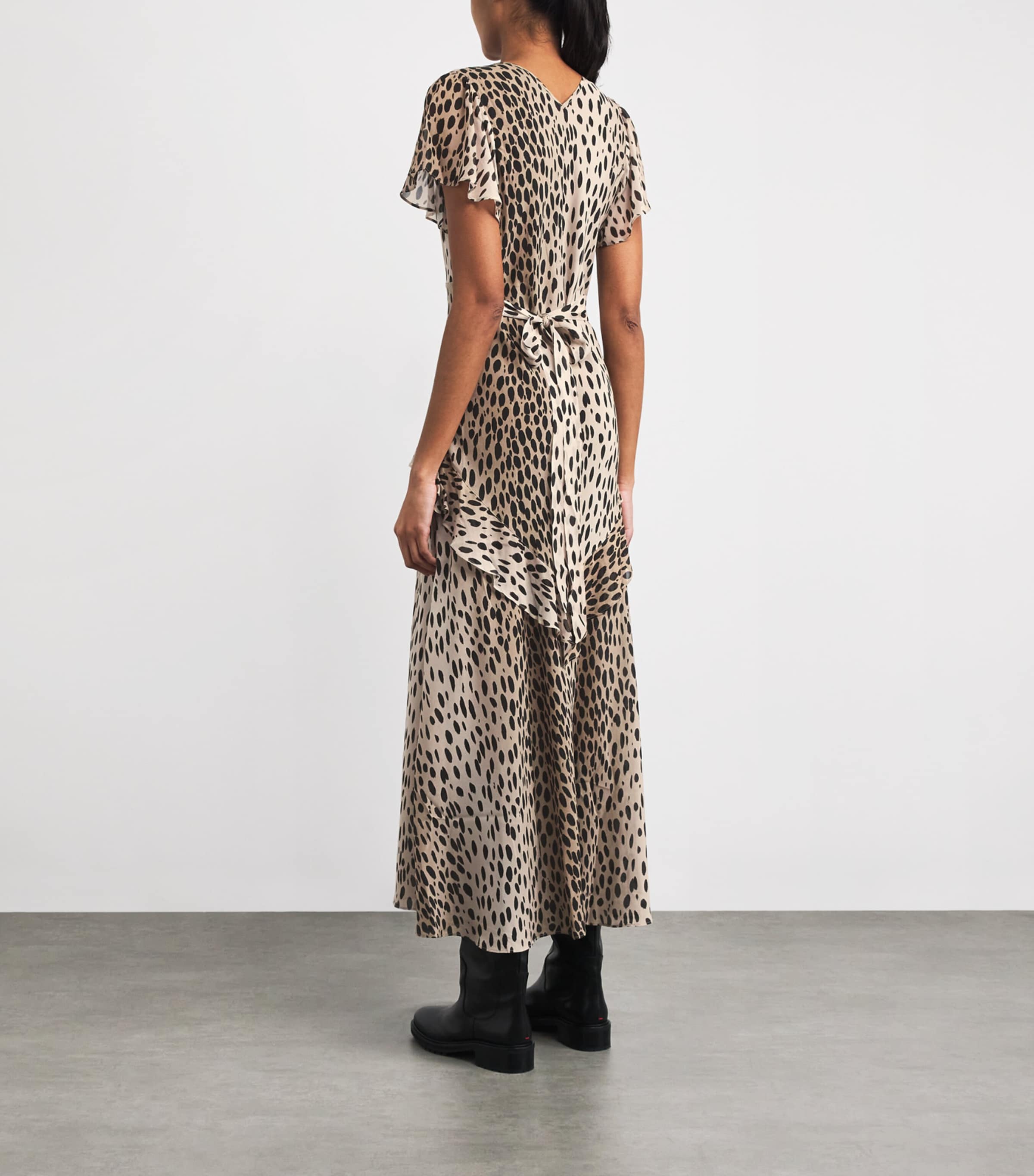 Silk Leopard Evie Midi Dress ANTELOPE SPOT BLACK Image 3