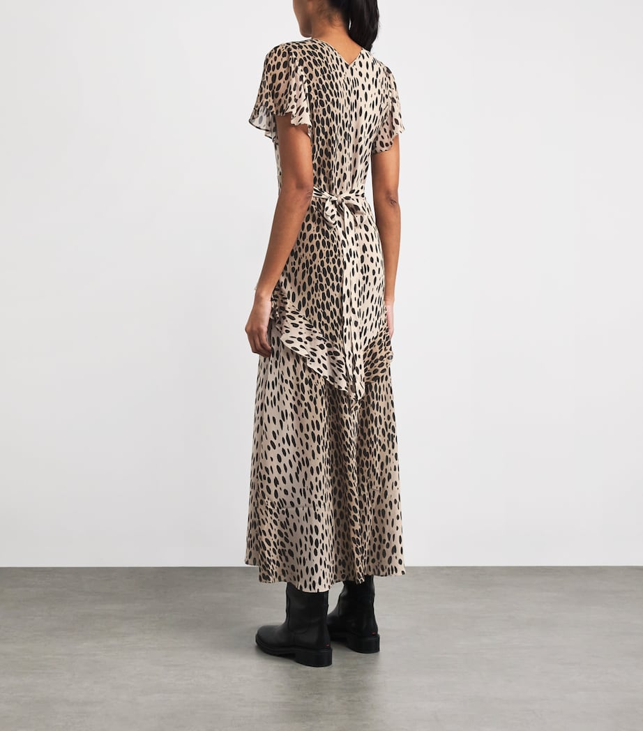 Silk Leopard Evie Midi Dress ANTELOPE SPOT BLACK Image 3