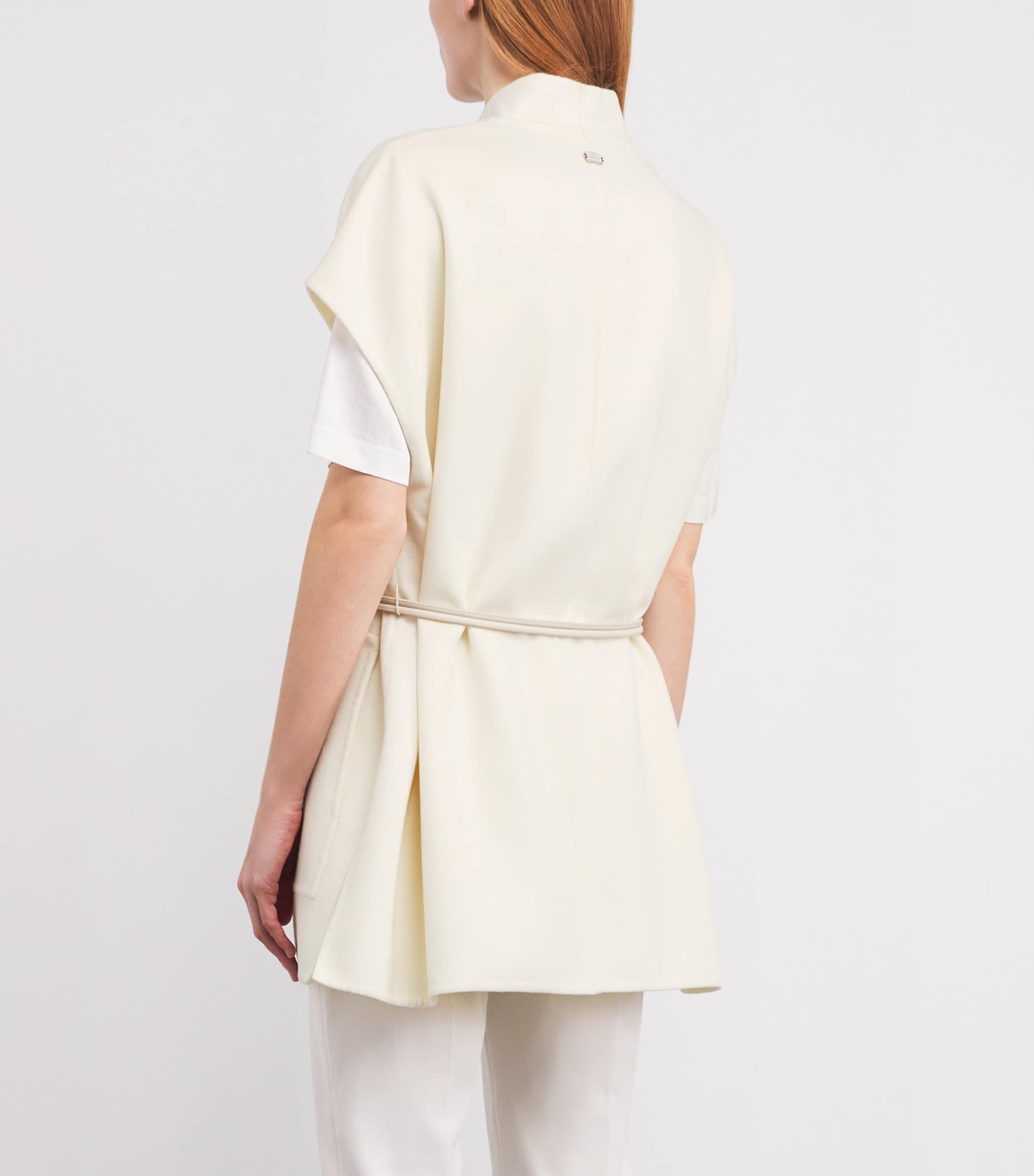Wool-Cashmere Sleeveless Belted Jacket N02 WHITE Image 4