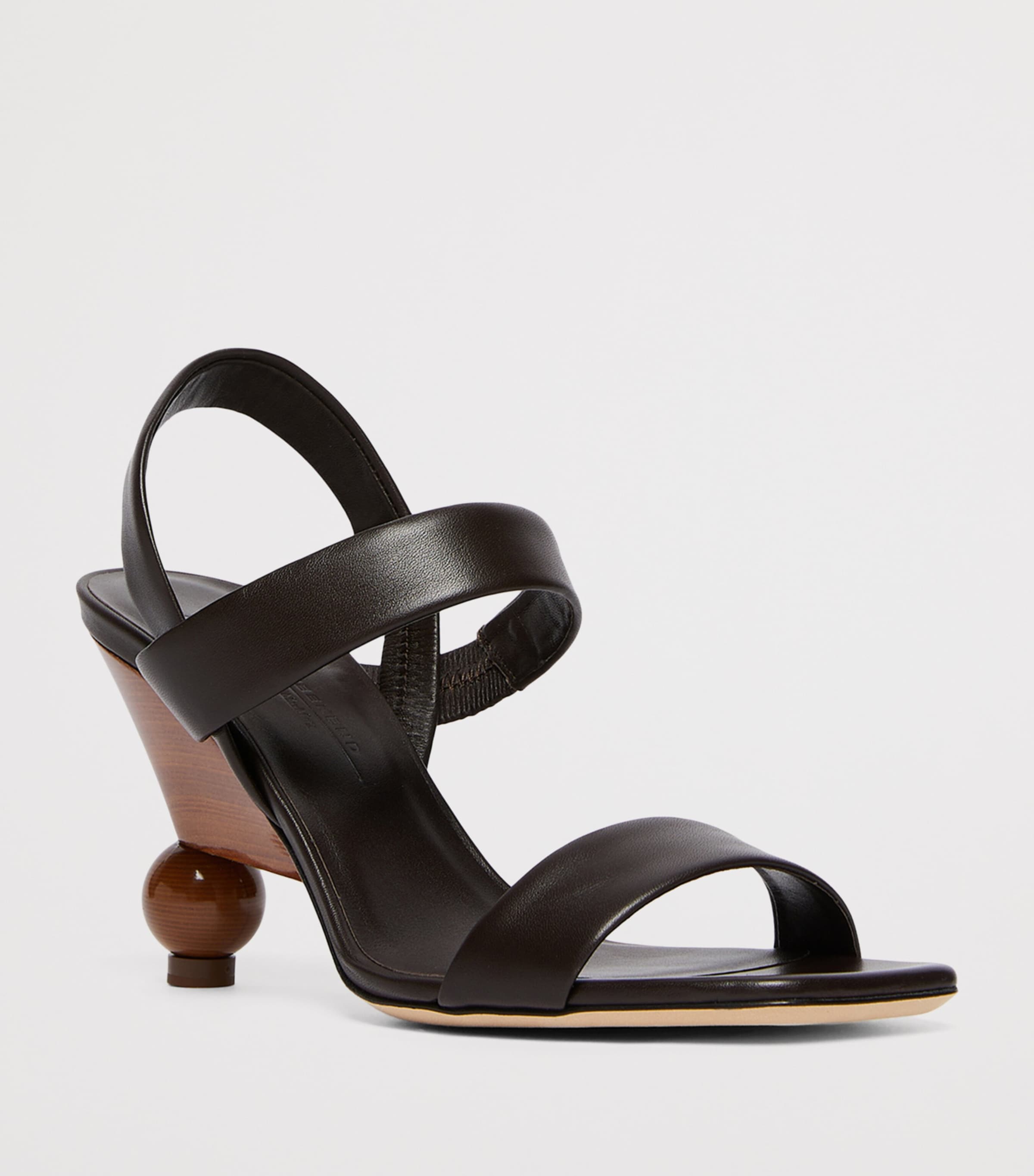 Weekend Max Mara Leather Slingback Sandals Dark Brown Image 3
