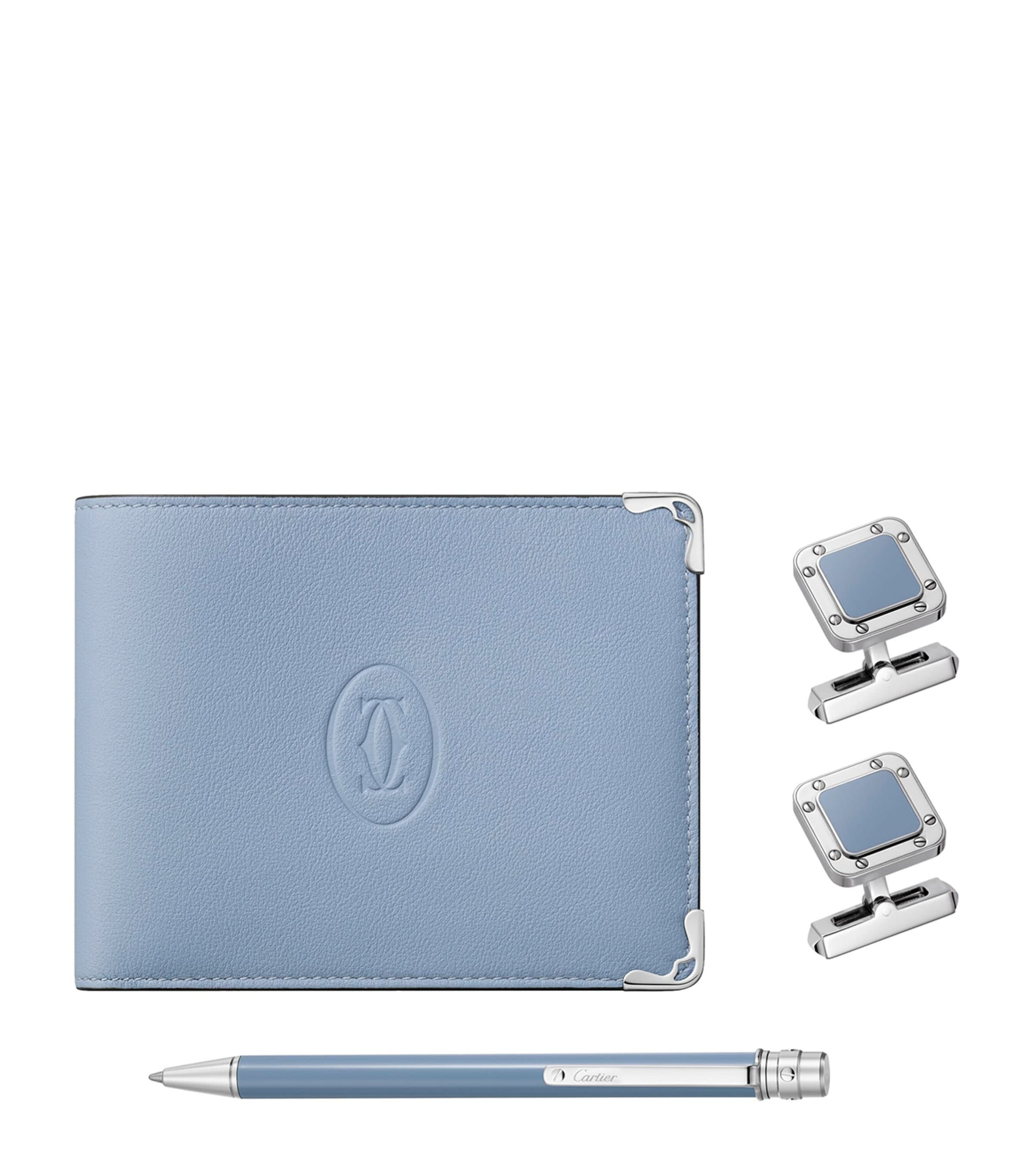 Santos De Cartier Cufflinks, Pen and Wallet Set GREY-BLUE Image 1
