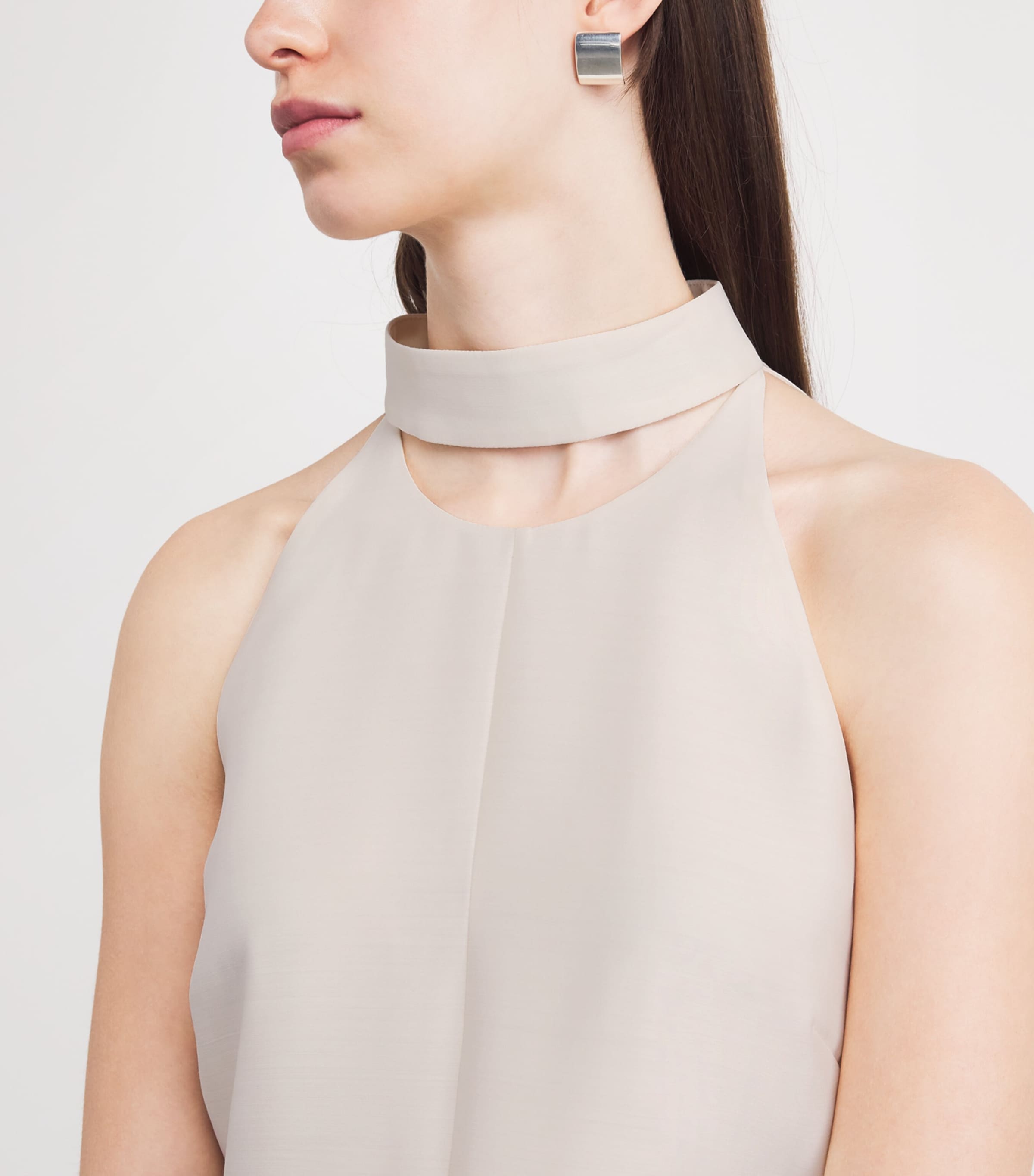 BITE Studios Womens Wool-Silk High-Neck Maxi Dress Off White Image 5