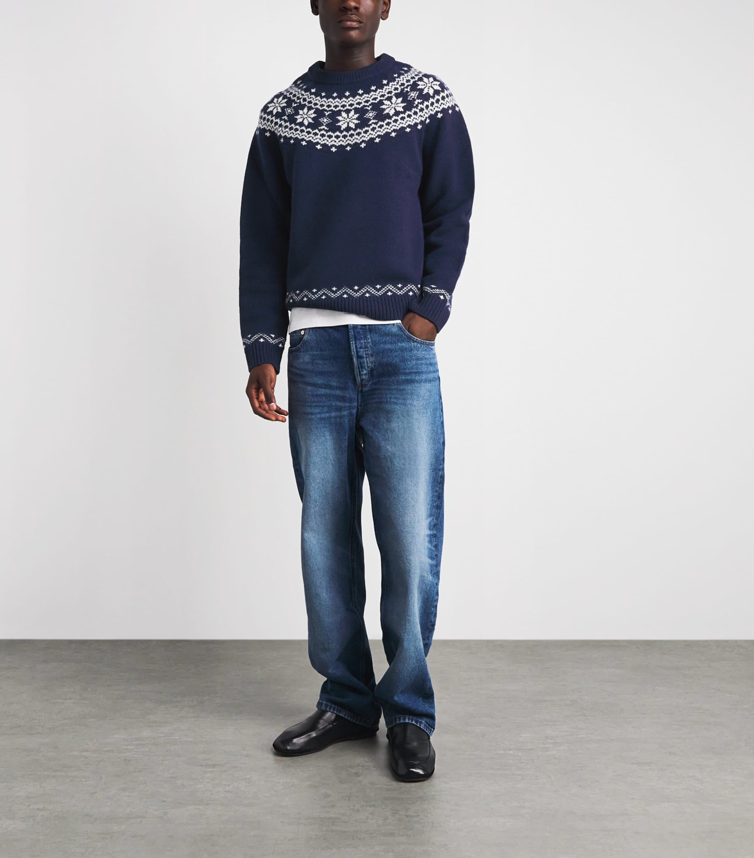 Harrods Mens Wool Fair Isle Sweater Image 2