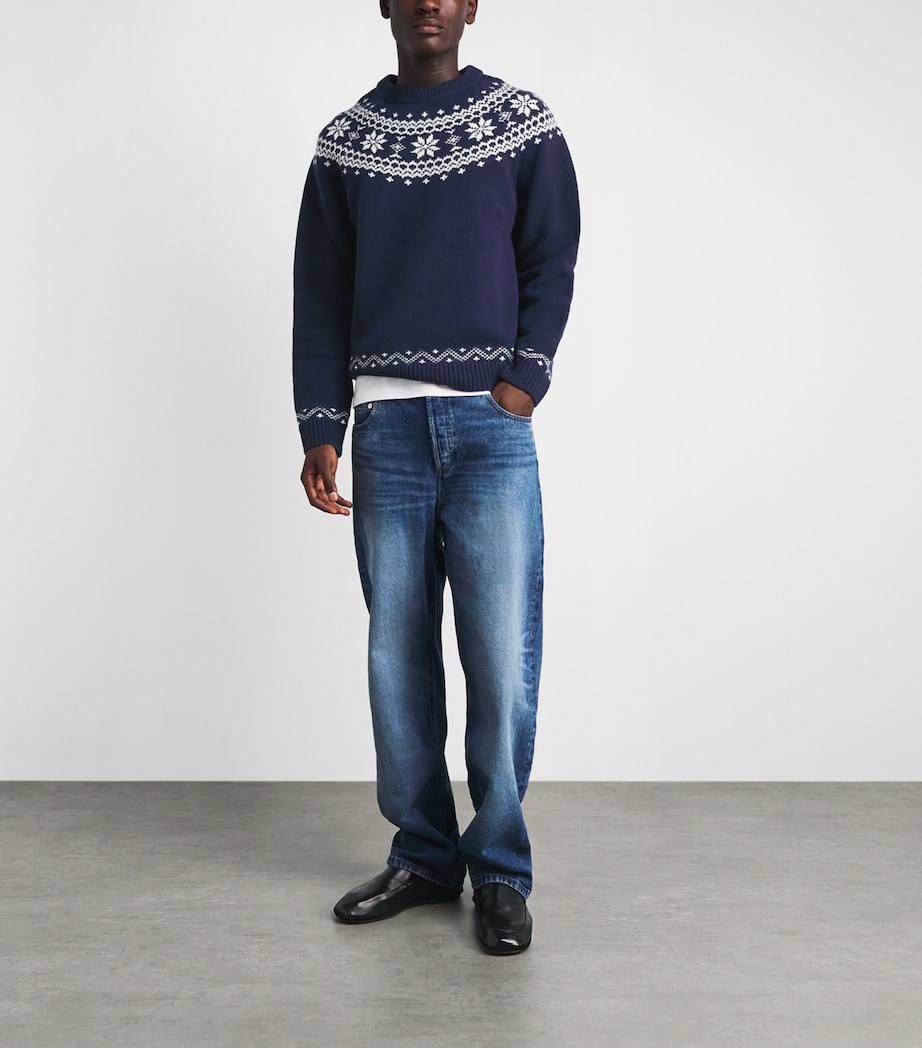 Harrods Mens Wool Fair Isle Sweater Image 2