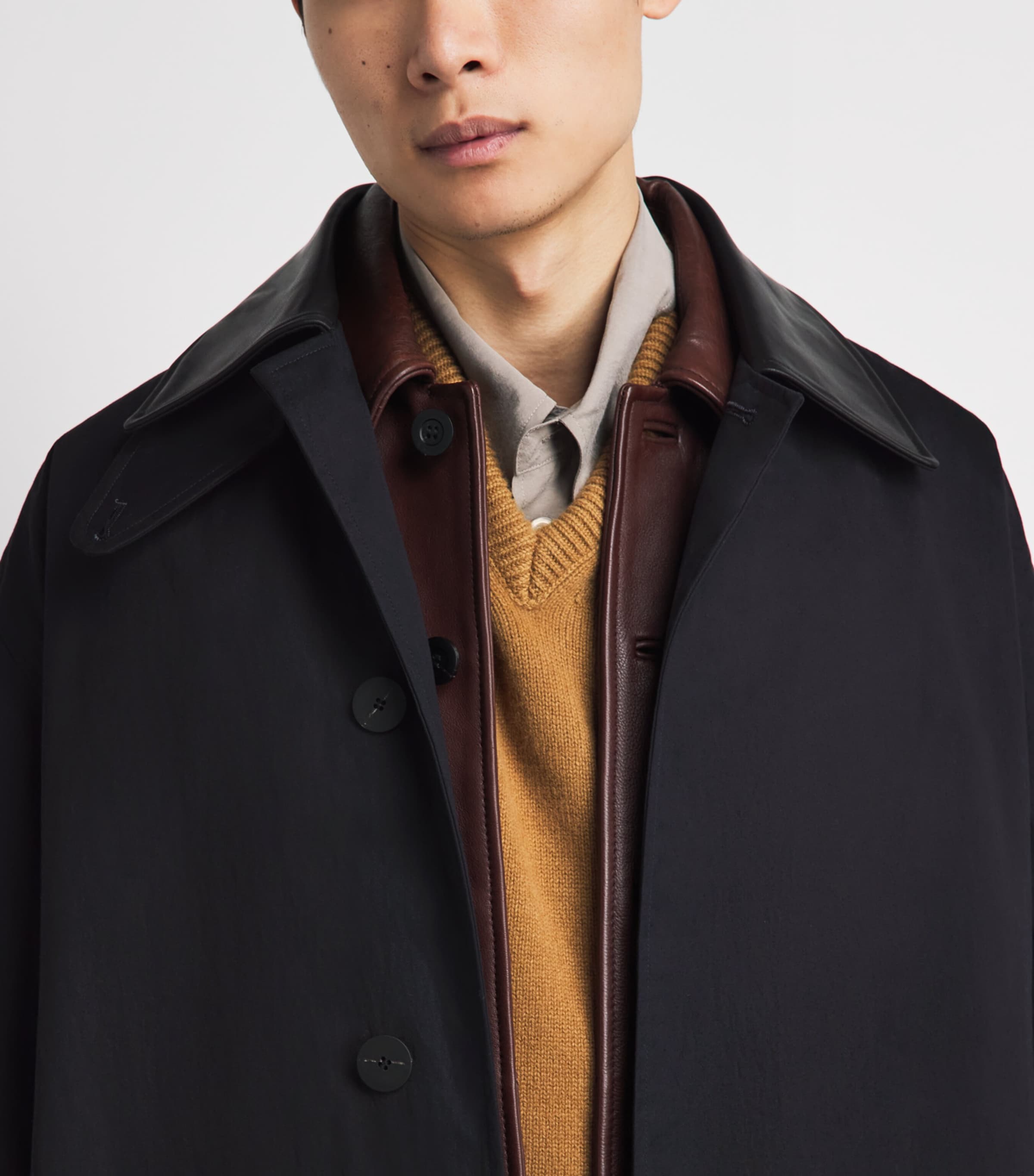 Studio Nicholson Mens Revere Oversized Trench Coat Darkest Navy Image 3