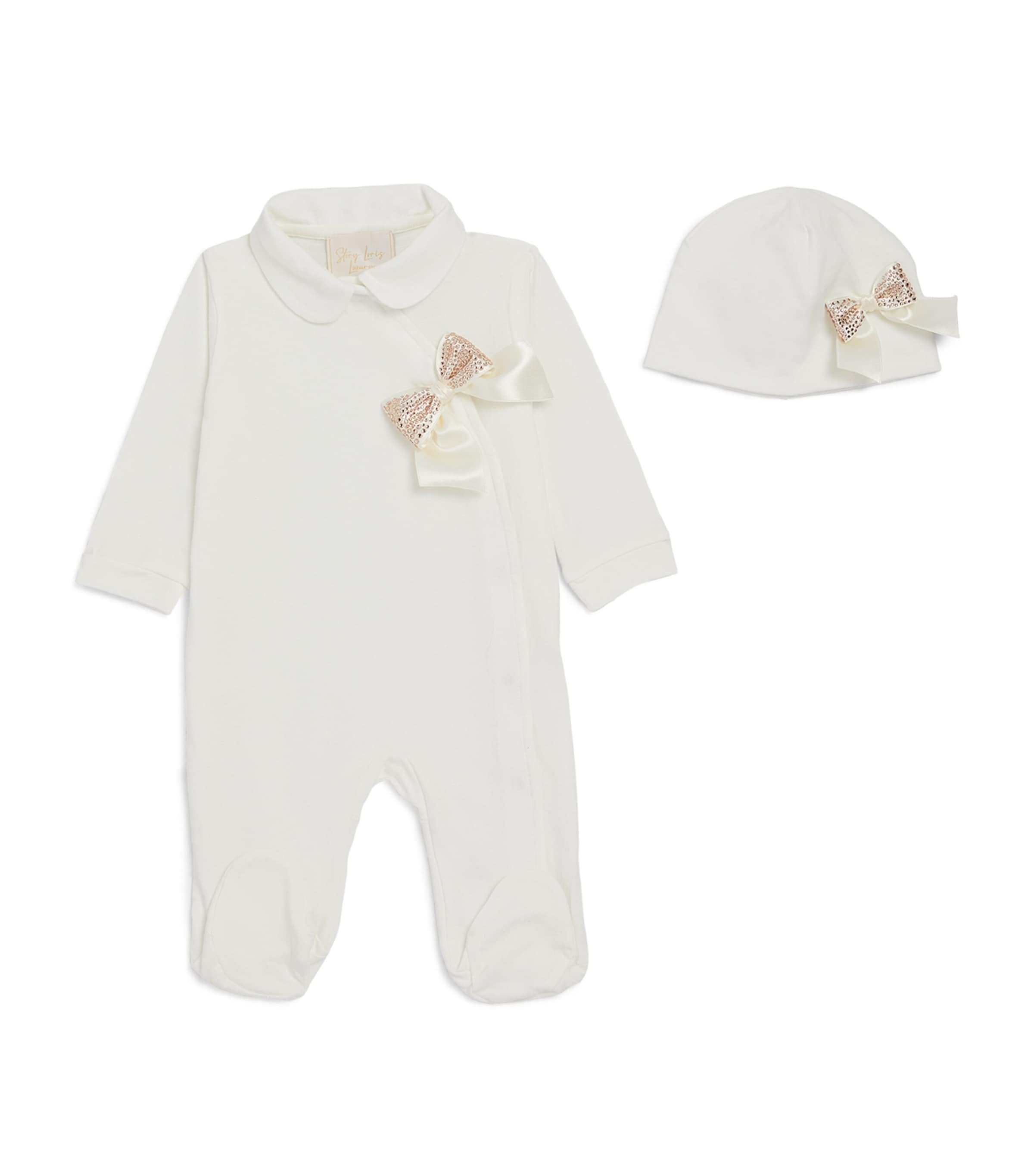 Story Loris Embellished Bow All-in-one And Hat In Ivory