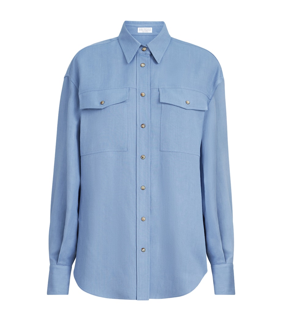 Brunello Cucinelli Womens Twill Twin-Pocket Shirt Image 1