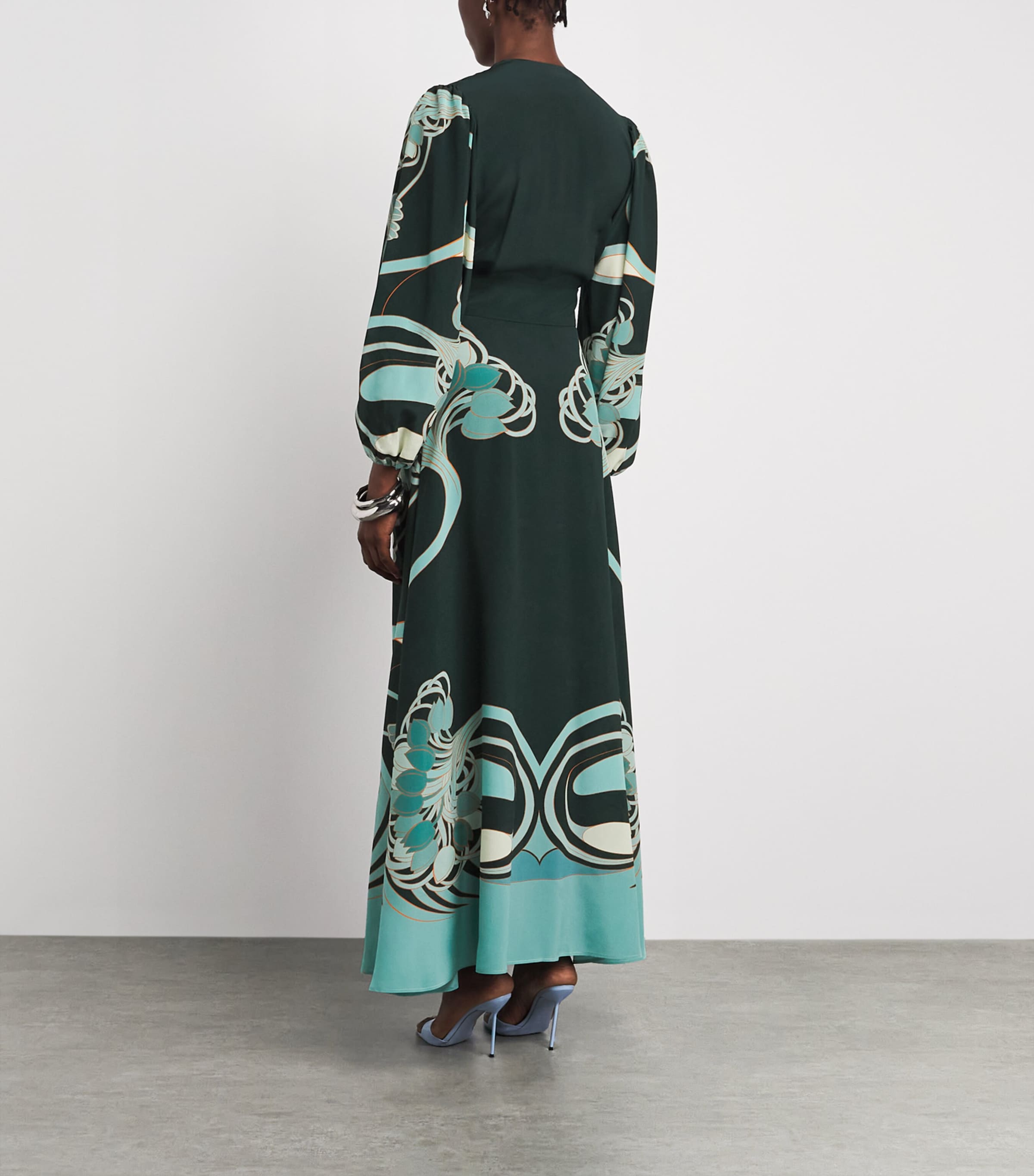 La Doublej Womens Silk Printed Camerino Maxi Dress Tulp Plac Image 4