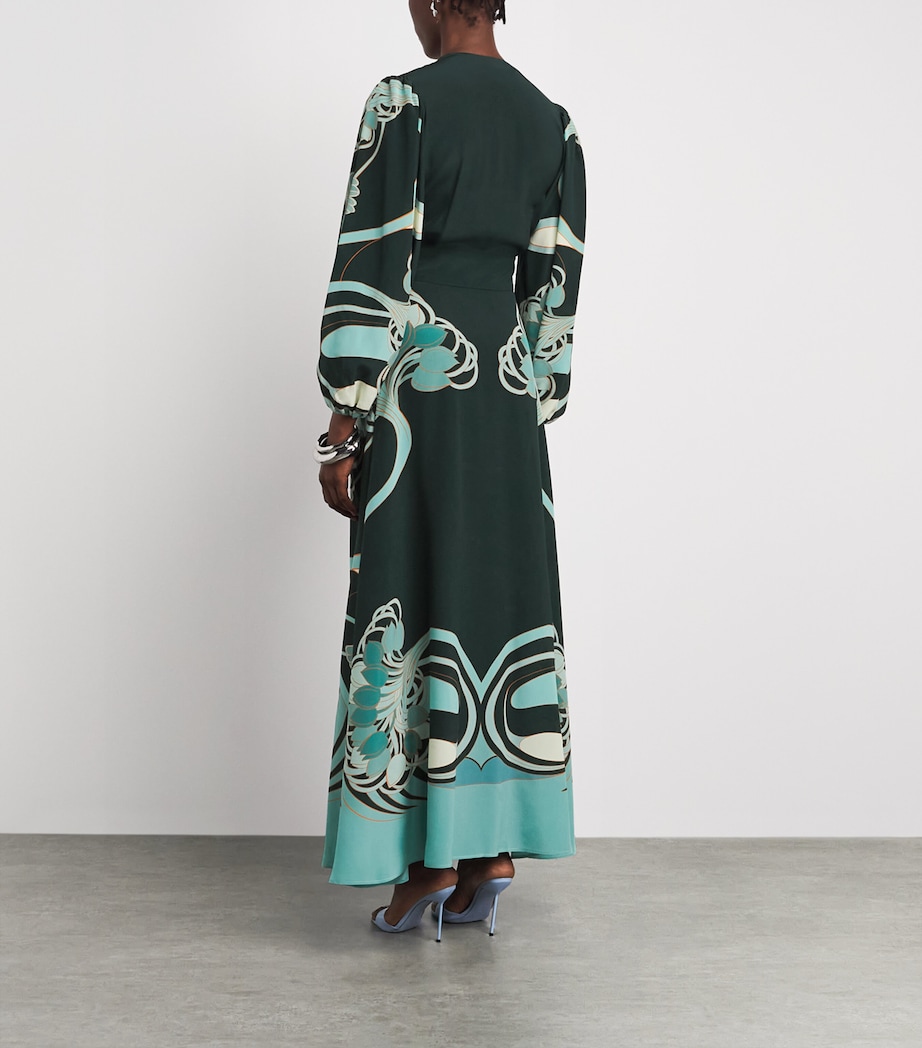 La Doublej Womens Silk Printed Camerino Maxi Dress Tulp Plac Image 4