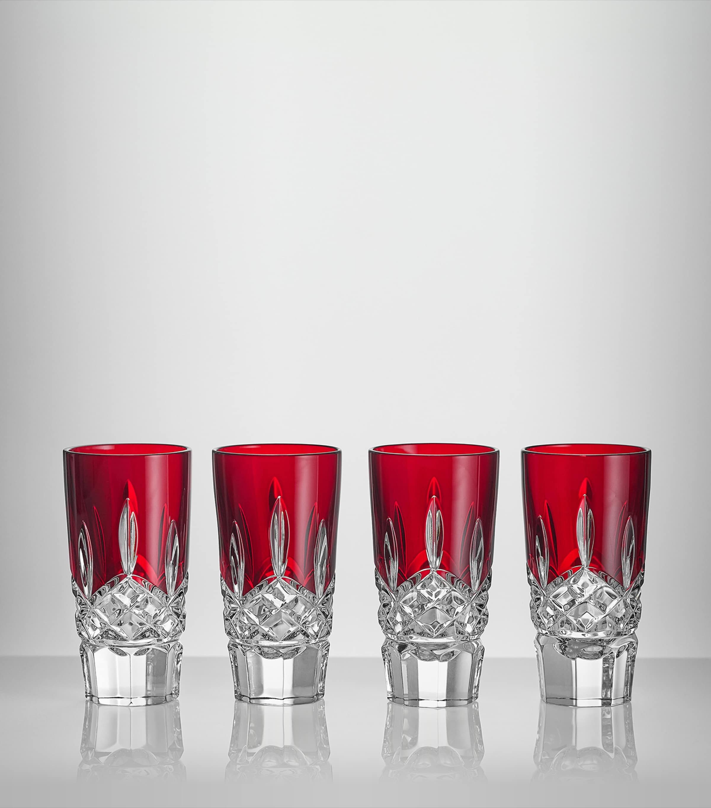 Set of 4 Crystal Lismore Shot Glasses (55ml) RED Image 3