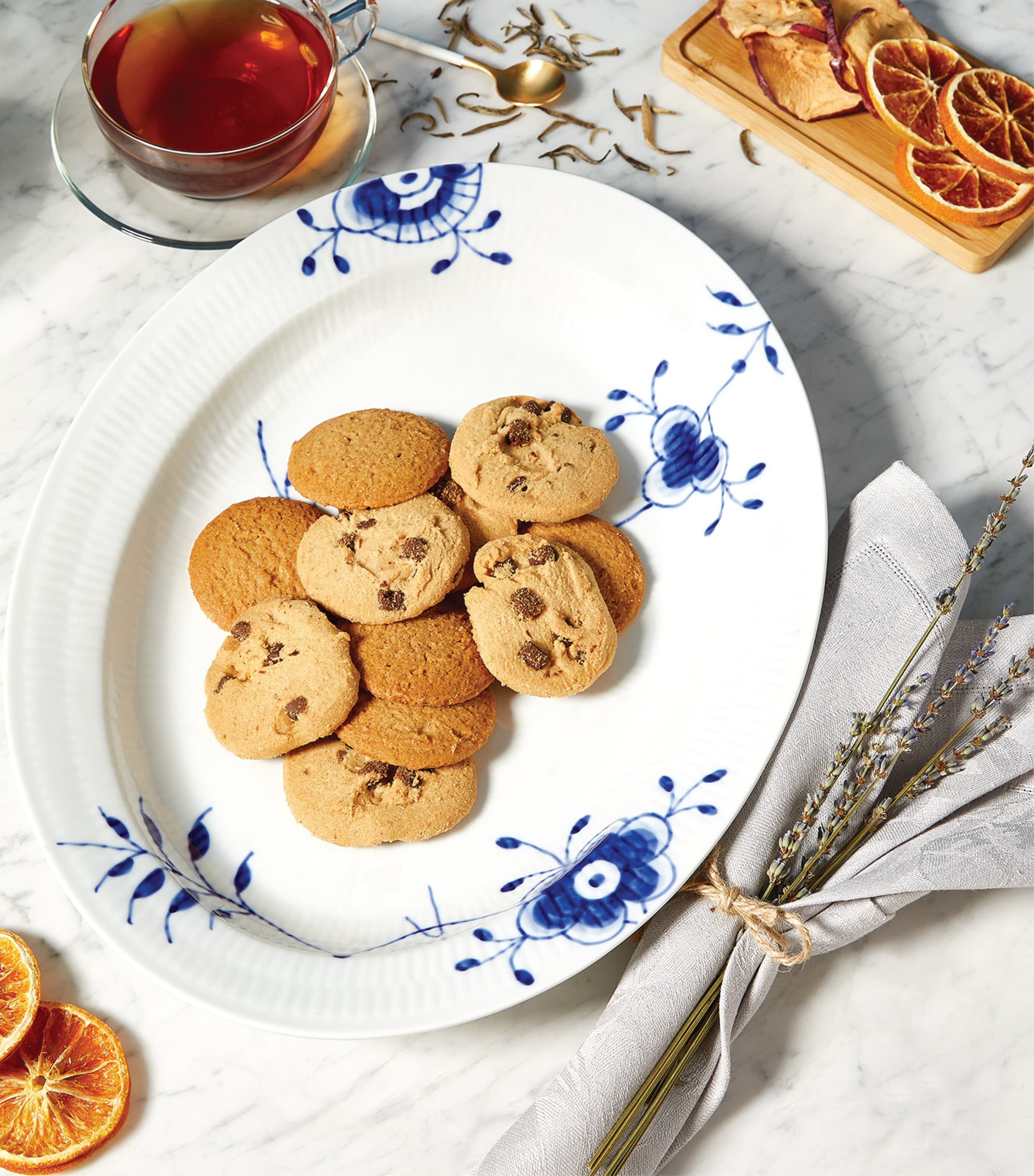 Blue Fluted Mega Oval Dish (36.5cm) BLUE Image 3