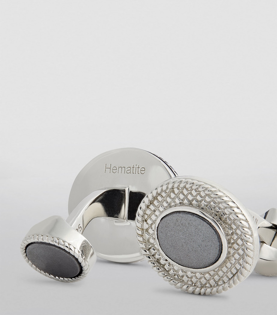 Sterling Silver and Hematite Cufflinks SILVER Image 6