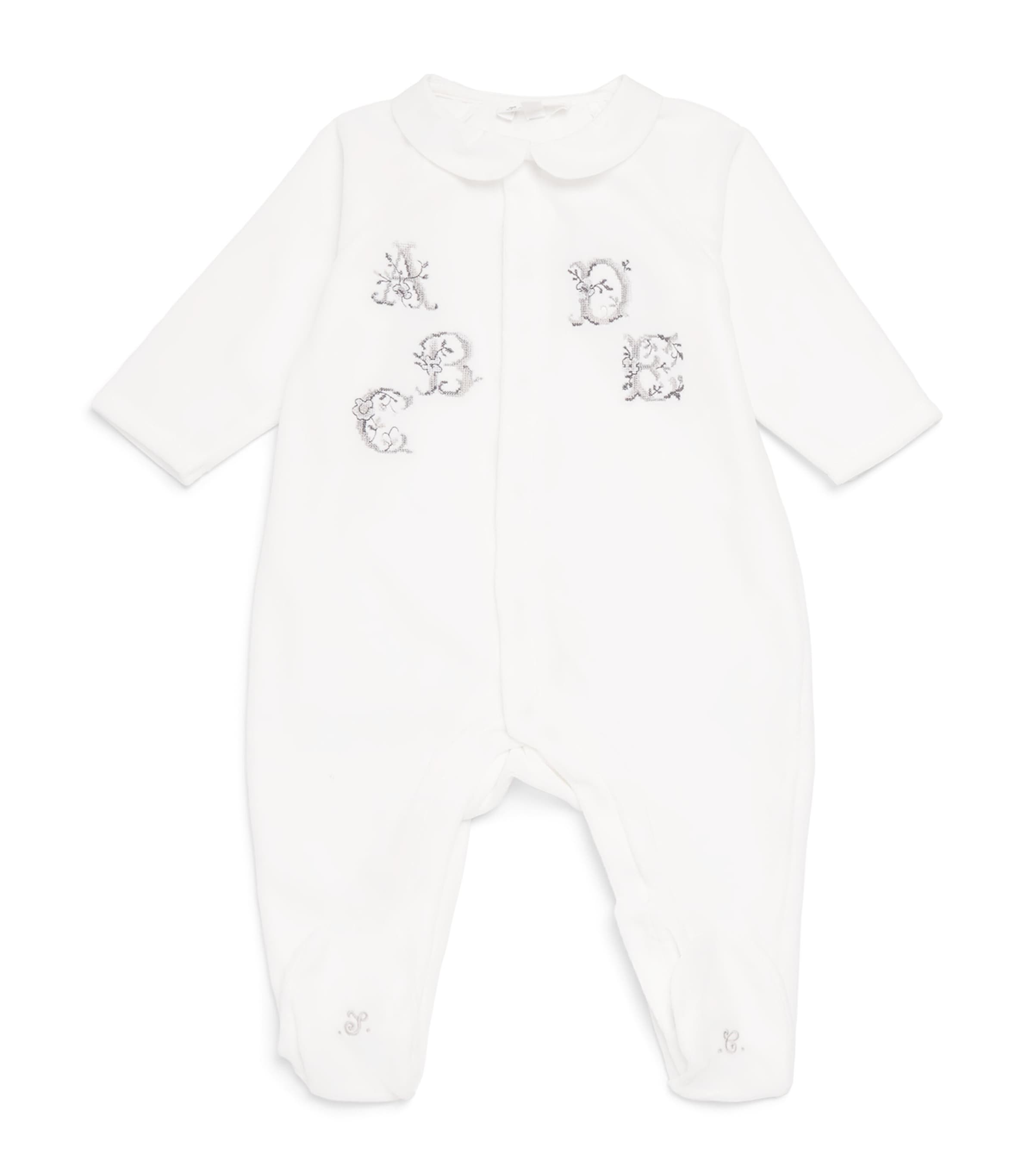 Tartine Et Chocolat Velvet Embroidered Alphabet All-in-one In White