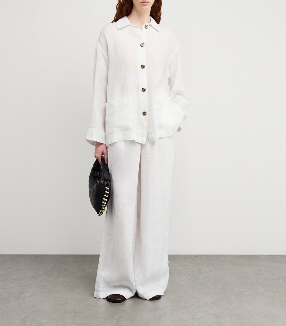 MAX&Co. Womens Linen Overshirt Optical White Image 2