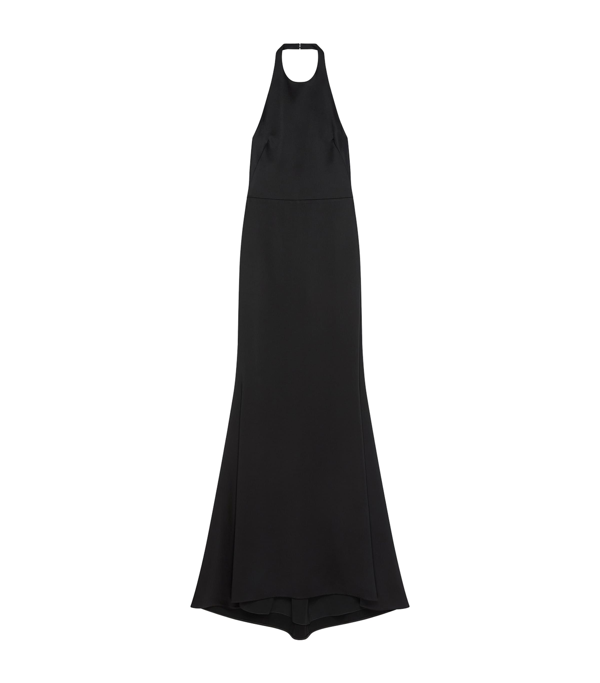 Satin Halterneck Dress BLACK Image 1