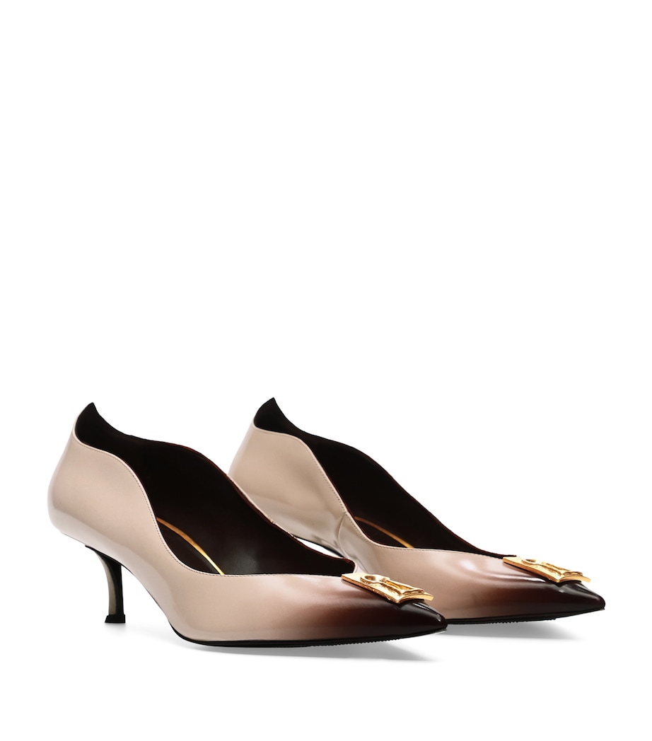 Schiaparelli Patent Leather Keyhole Pumps 60 Brown / Nude Image 1