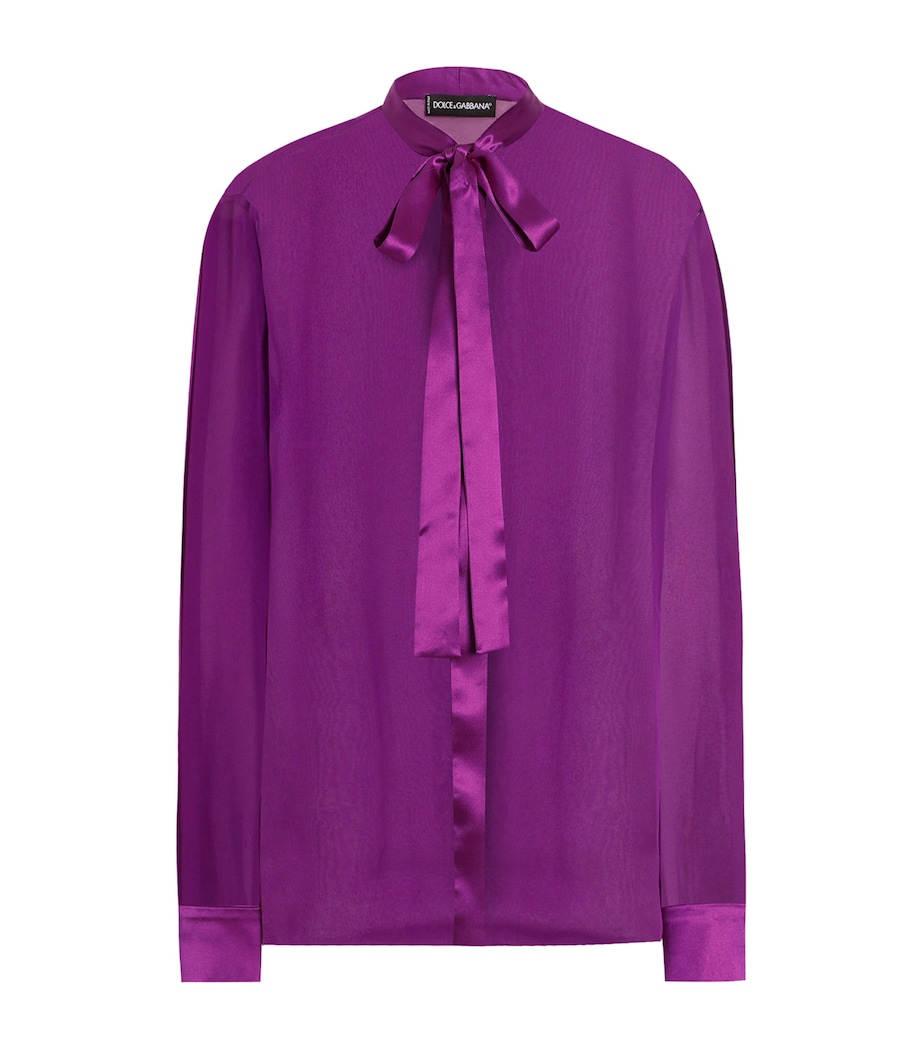 Silk Pussybow Blouse F0571-PURPLE Image 1