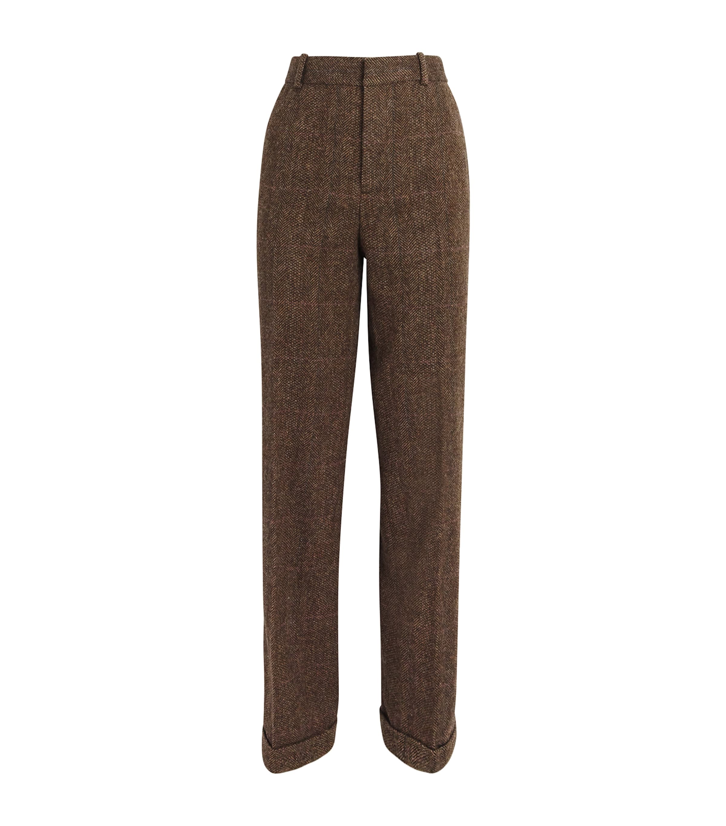 Polo Ralph Lauren Wool Straight-leg Trousers In Brown