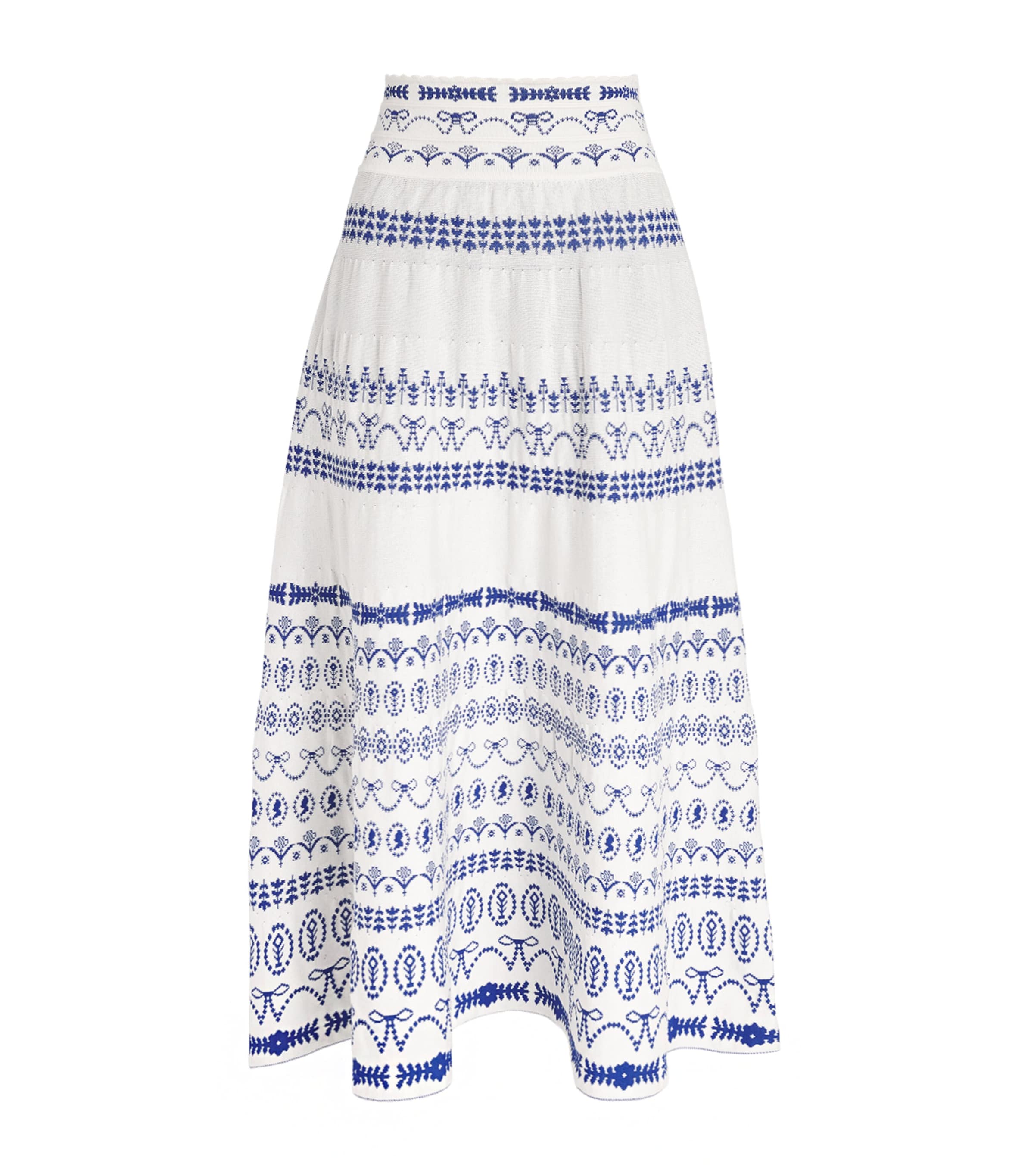 Molli Womens Jacquard-Knit Midi Skirt Milk Blue Faience Image 1