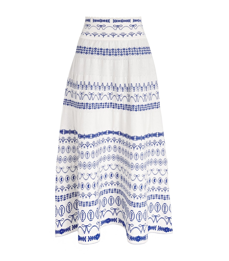 Molli Womens Jacquard-Knit Midi Skirt Milk Blue Faience Image 1