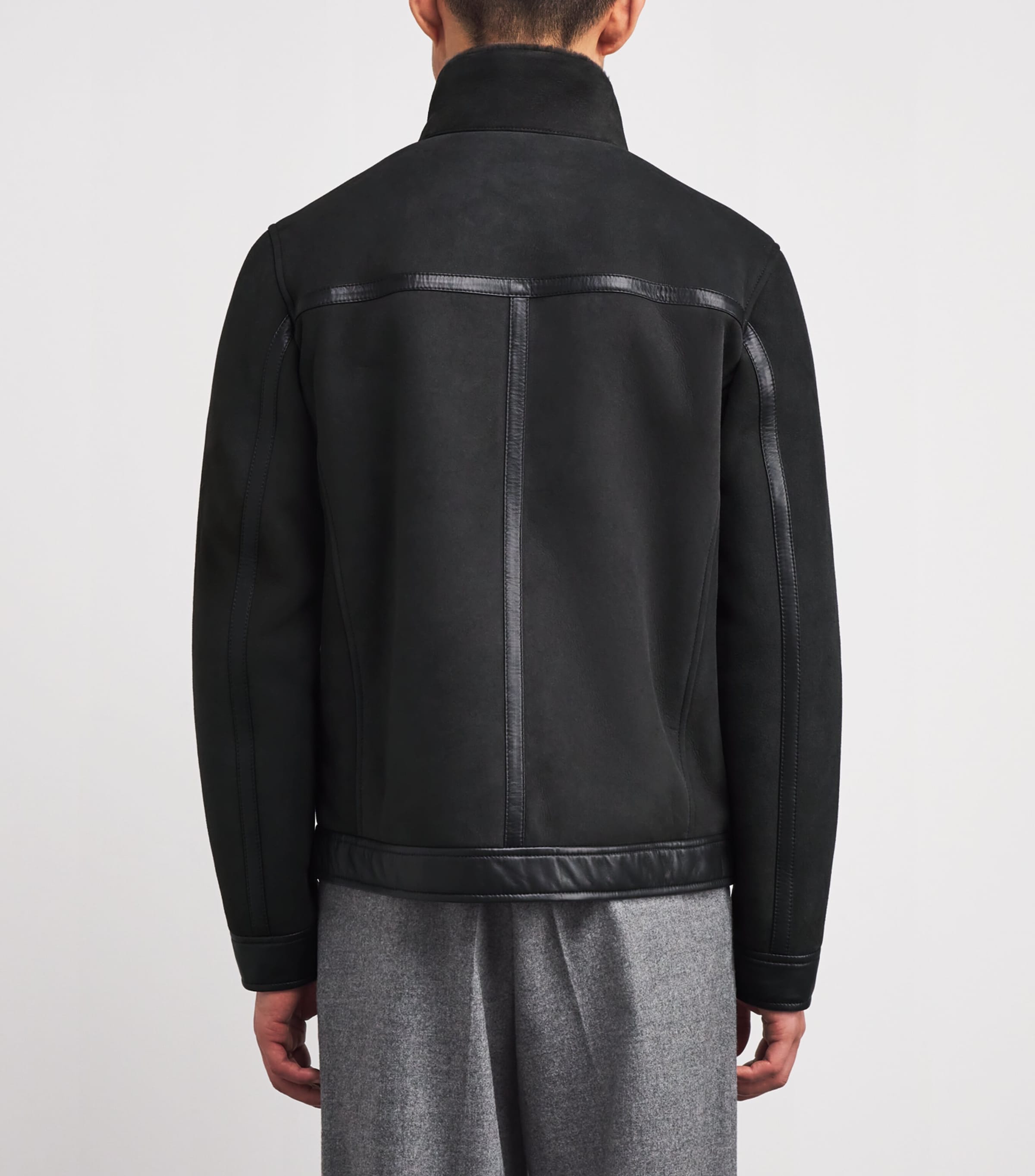 Suede Shearling Bomber Jacket 31 GREY Image 4