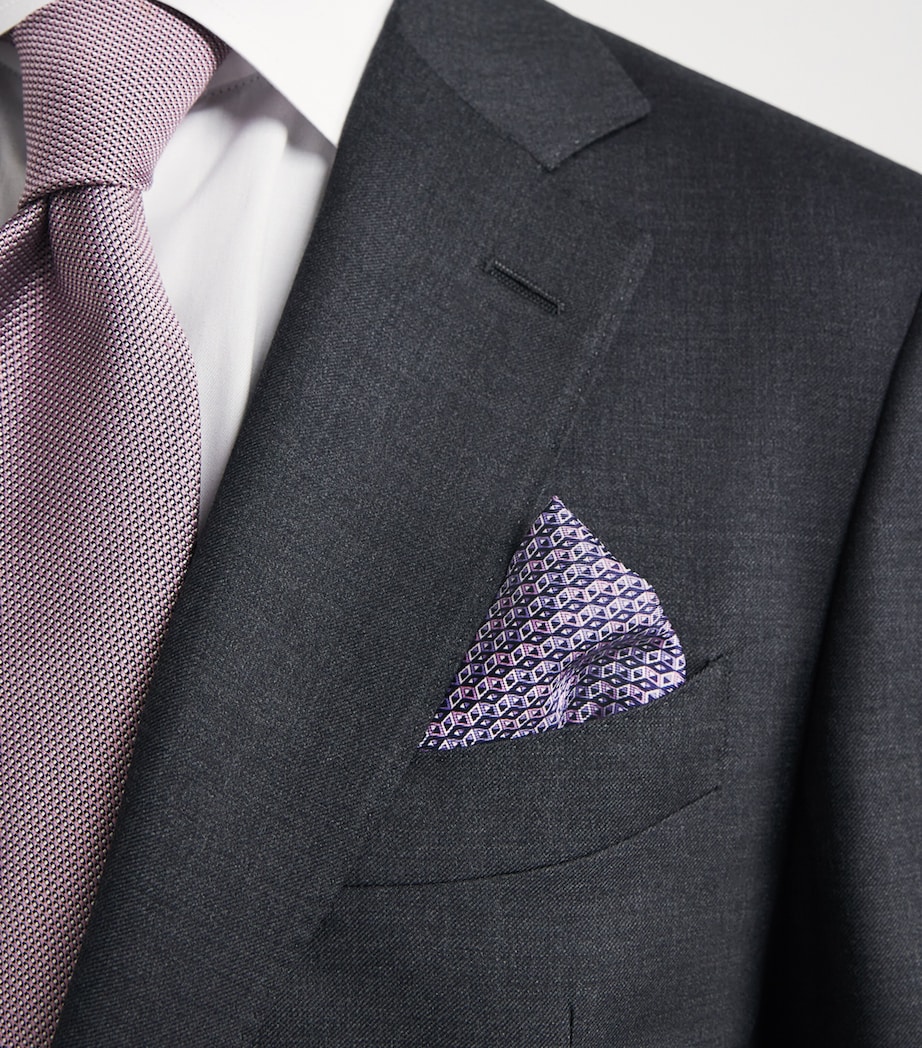 Silk Print Pocket Square MID PURPLE Image 2