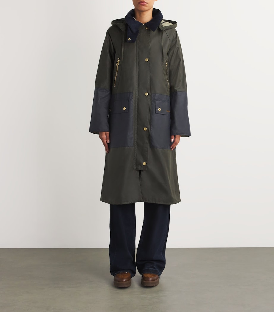 Barbour Womens Waxed Carolyn Jacket Archive Olive/tartan Image 3