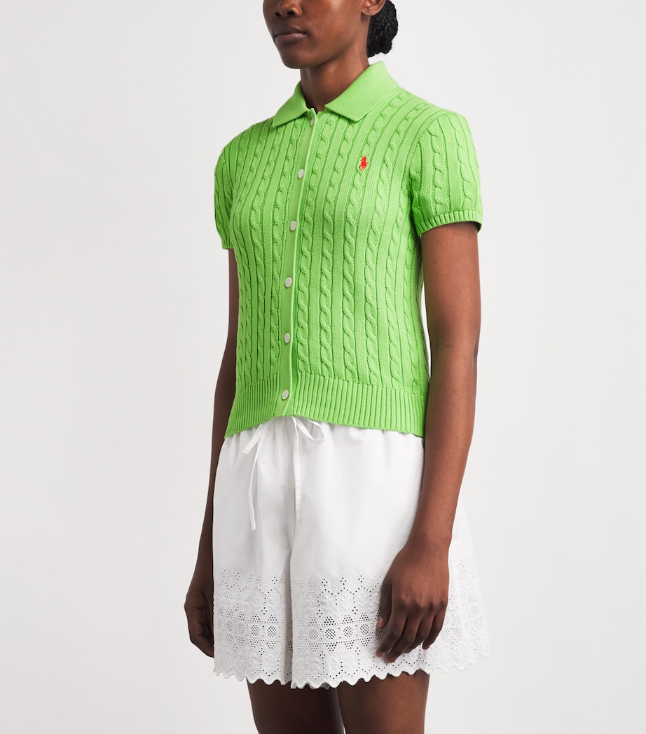 Polo Ralph Lauren Womens Cotton Cable-Knit Cardigan Riviera Green Image 4