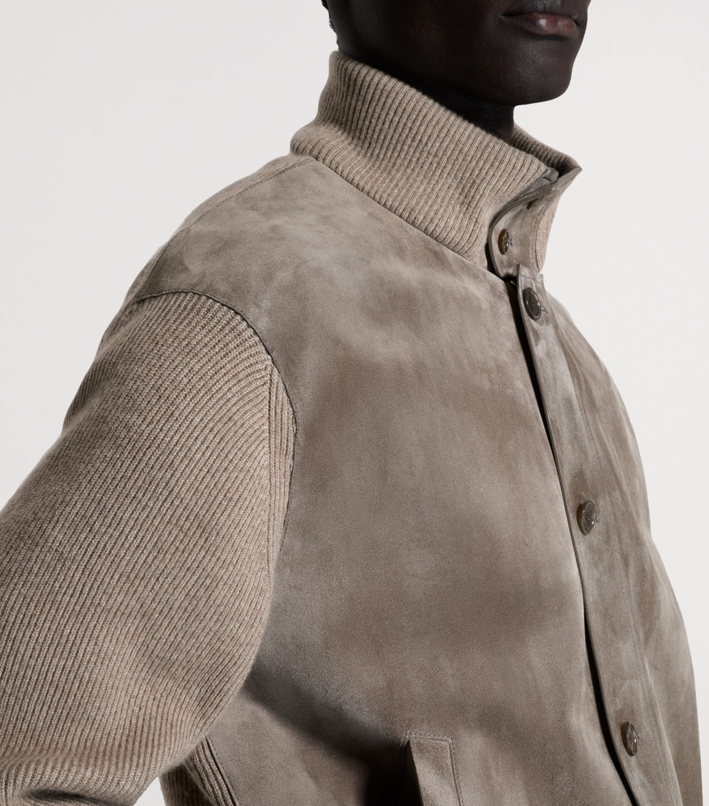 Dunhill Mens Cashmere-Leather Bomber Jacket Image 5