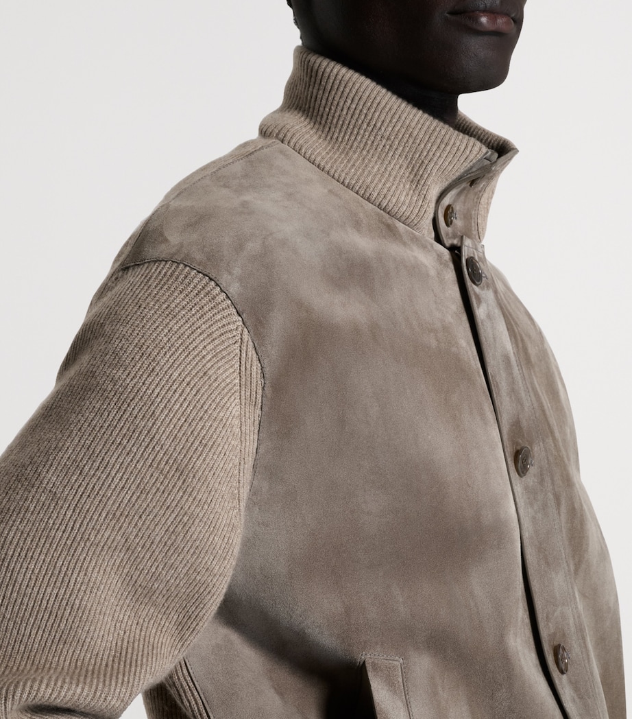 Dunhill Mens Cashmere-Leather Bomber Jacket Image 5