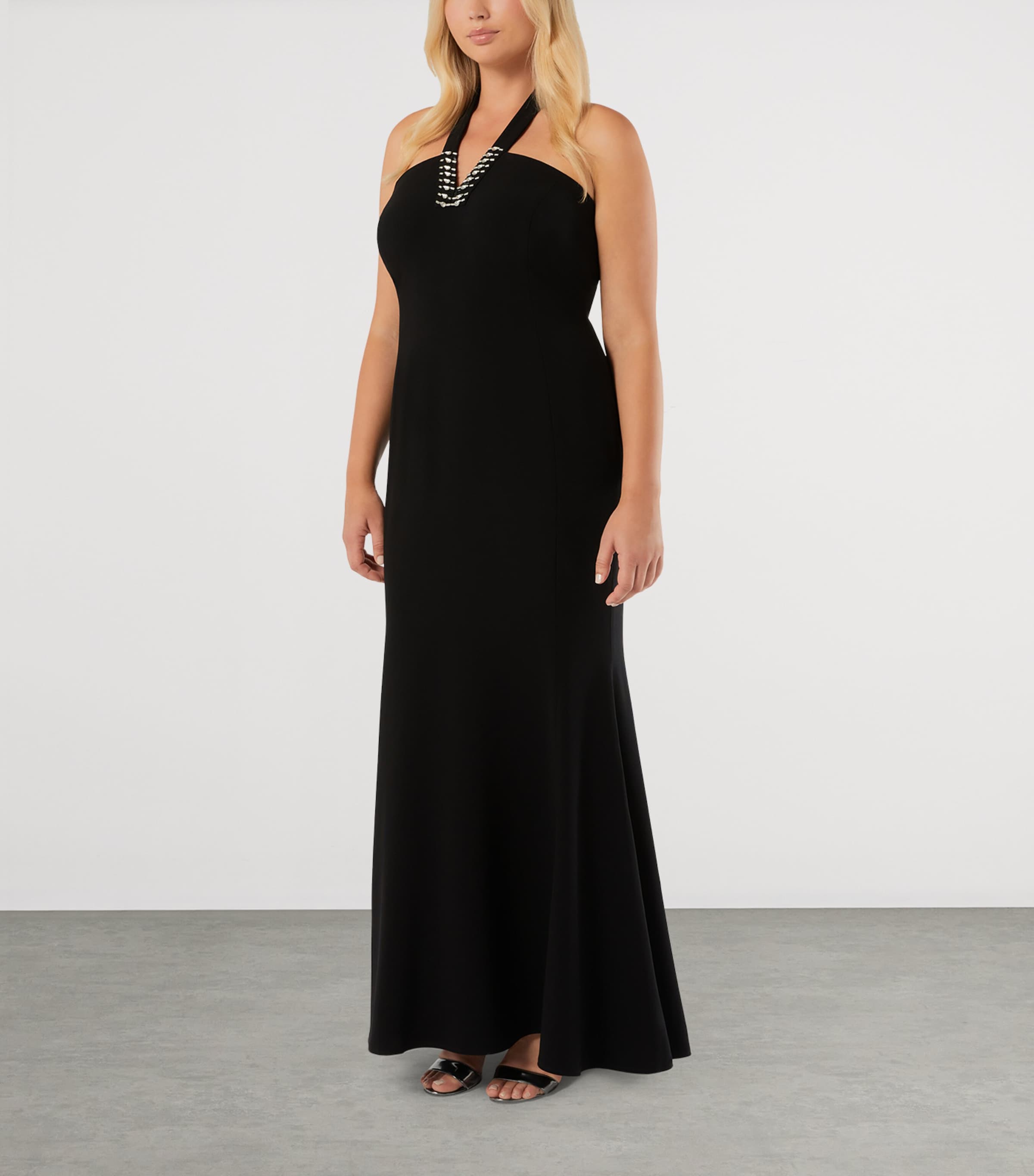 Marina Rinaldi Womens Embellished Halterneck Maxi Dress and Cape Black Image 3