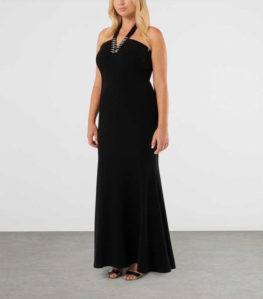 Marina Rinaldi Womens Embellished Halterneck Maxi Dress and Cape Black Image 3