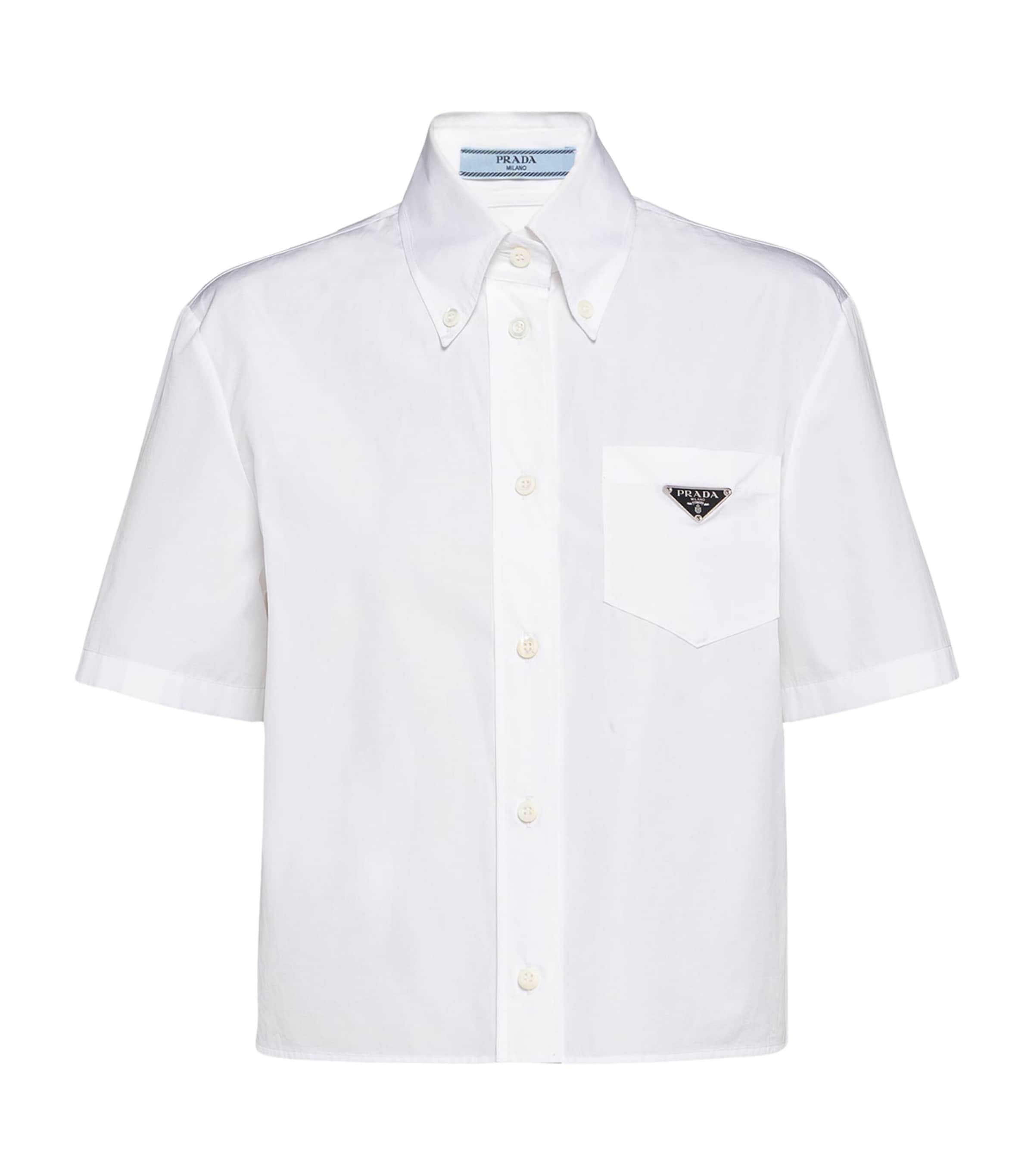 Prada Womens Cotton Poplin Logo Shirt Image 1