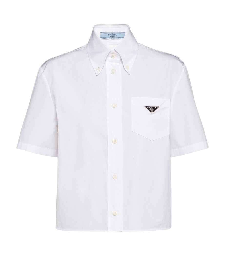 Prada Womens Cotton Poplin Logo Shirt Image 1