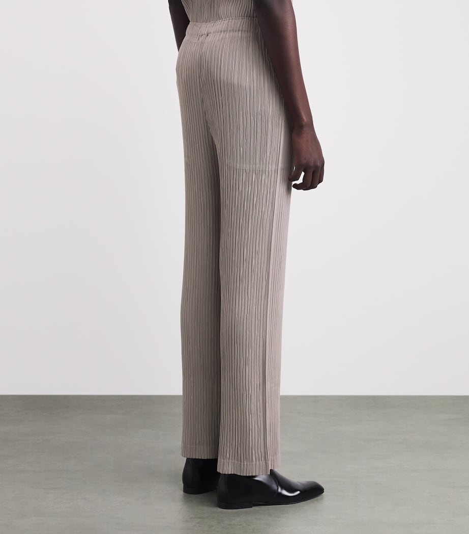 Issey Miyake Womens Hatching Pleats Straight Leg Trousers Greige Image 5