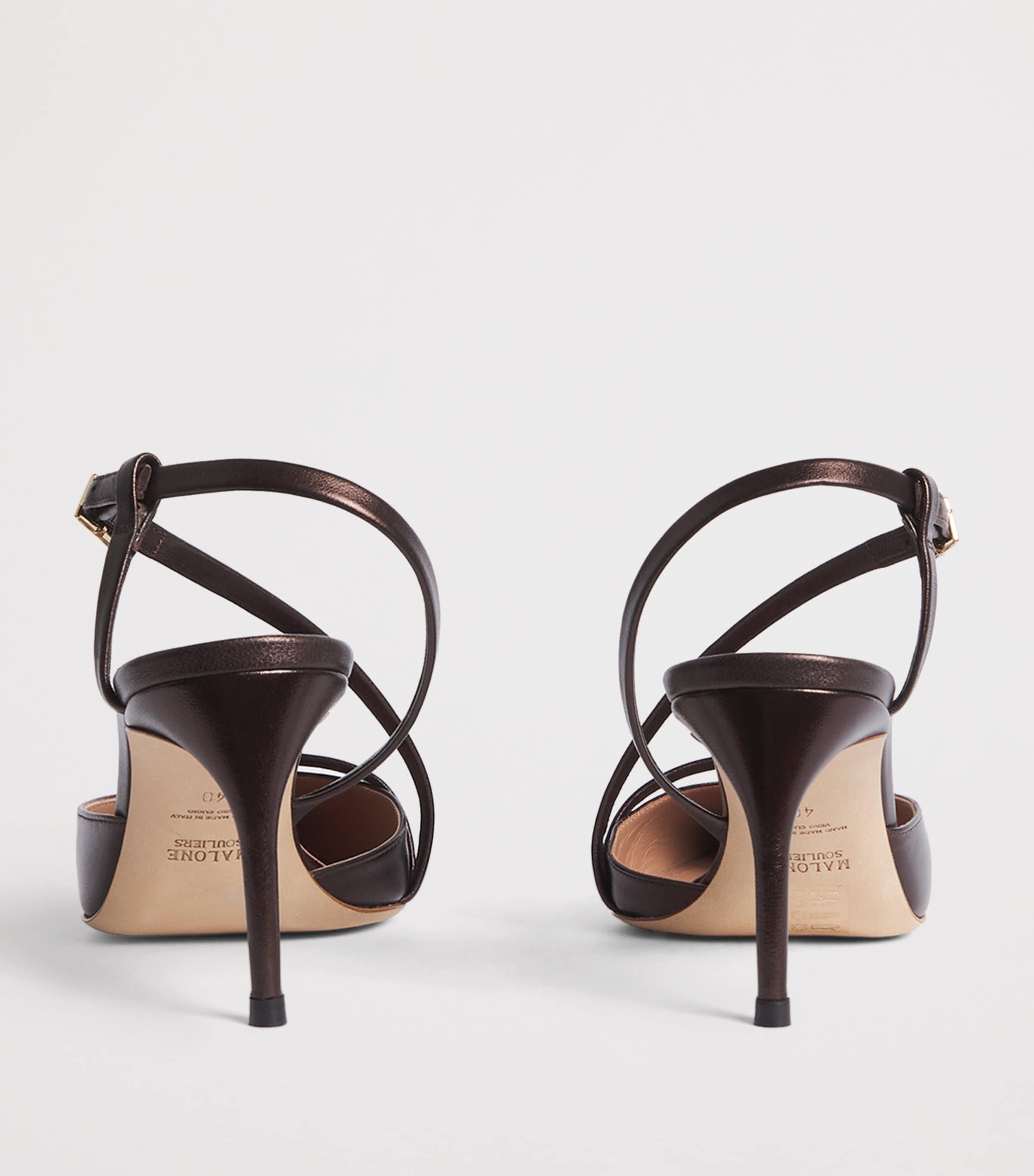 Malone Souliers Metallic Leather Valeria Slingback Pumps 70 Tobacco Image 5
