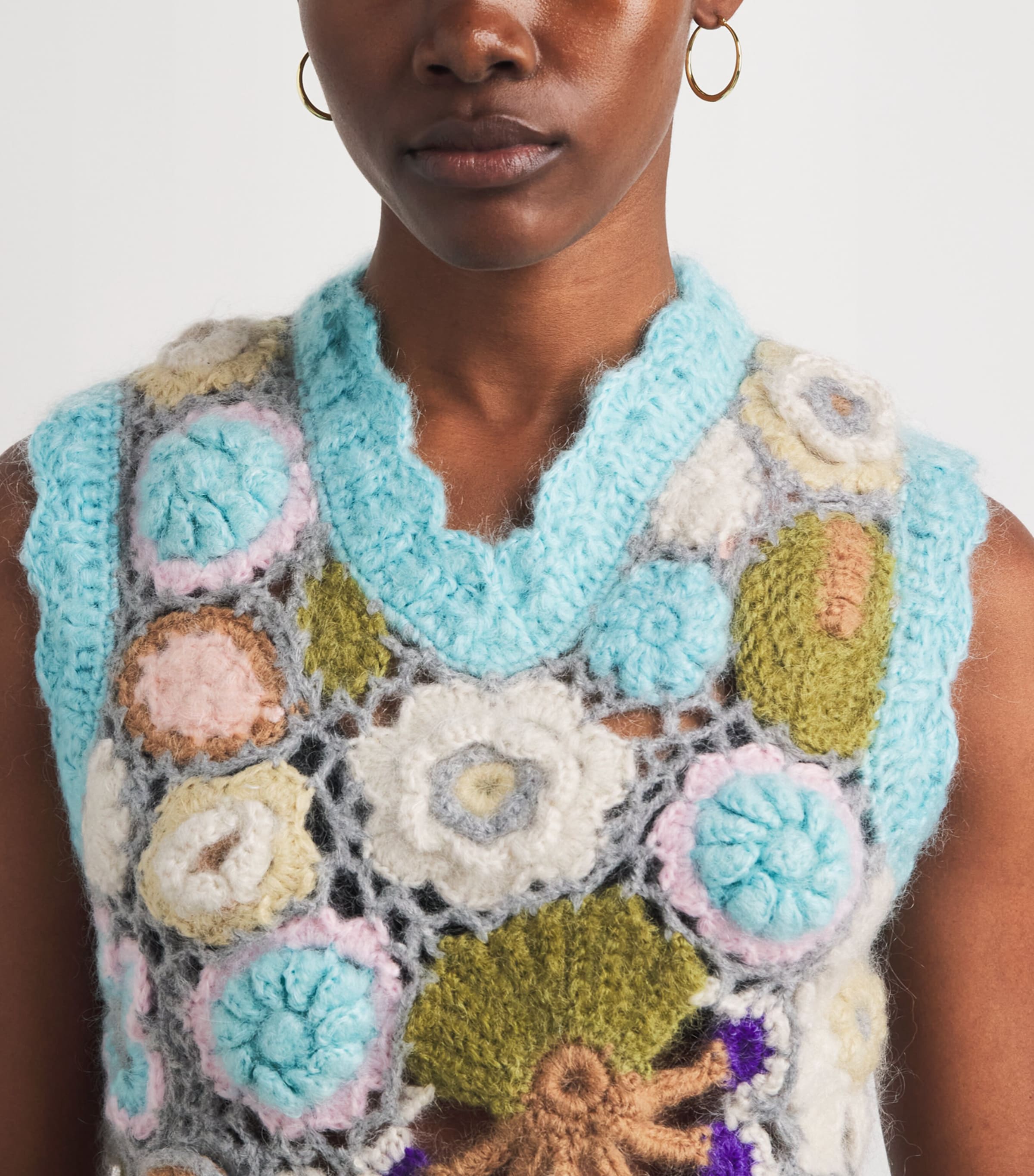 GANNI Womens Mohair-Blend Dreamy Floral Sweater Vest Multicolour Image 3