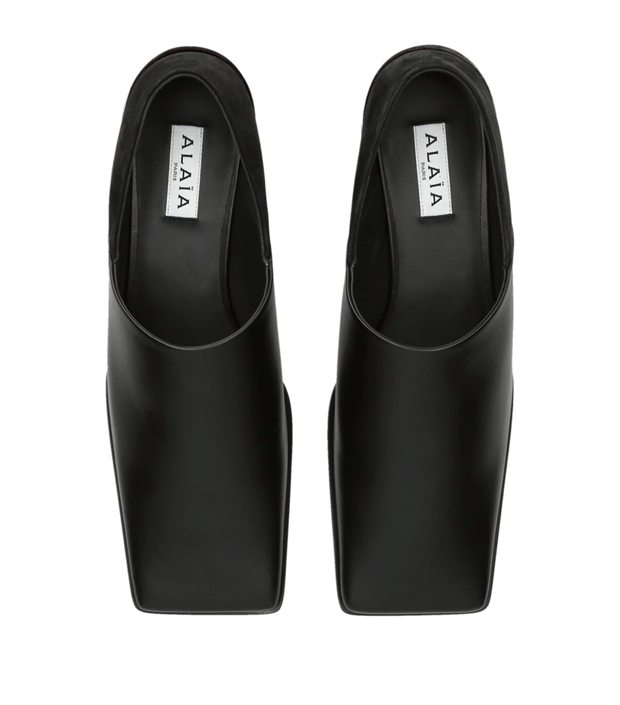 Leather Square-Toe Loafers 20 BLACK Image 4