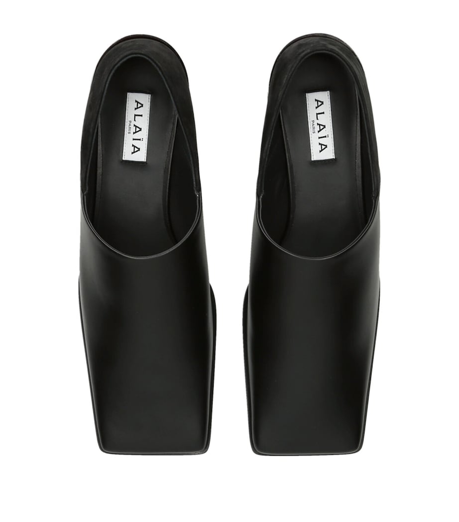 Leather Square-Toe Loafers 20 BLACK Image 4