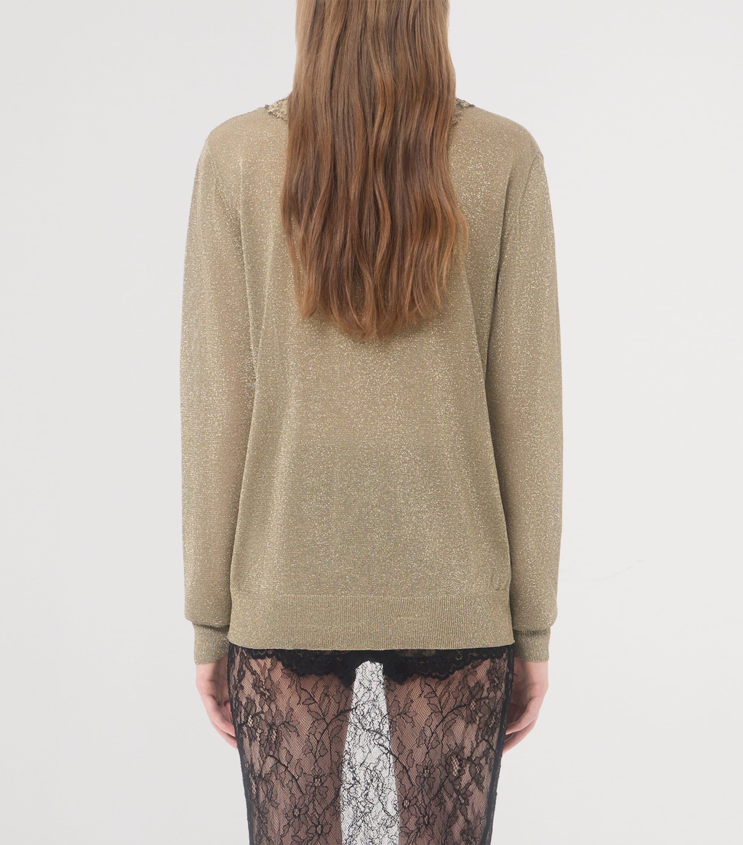Valentino Womens Lace-Trim V-Neck Sweater Image 5