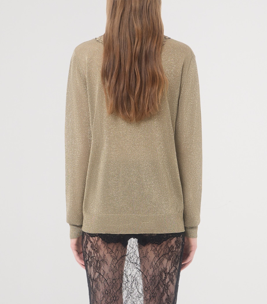 Valentino Womens Lace-Trim V-Neck Sweater Image 5