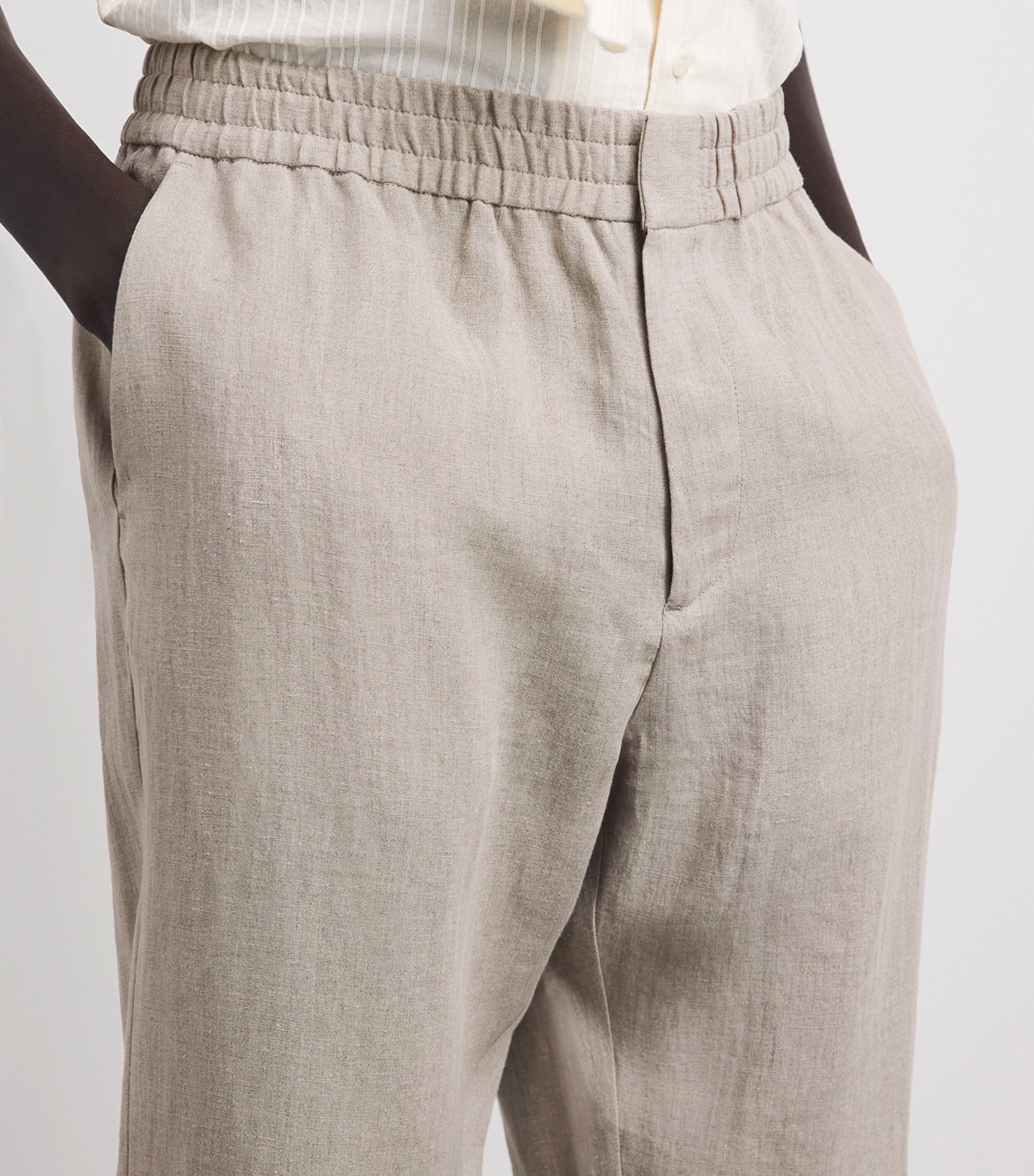 Sunspel Mens Linen Drawstring Trousers Brbd Sand Image 3