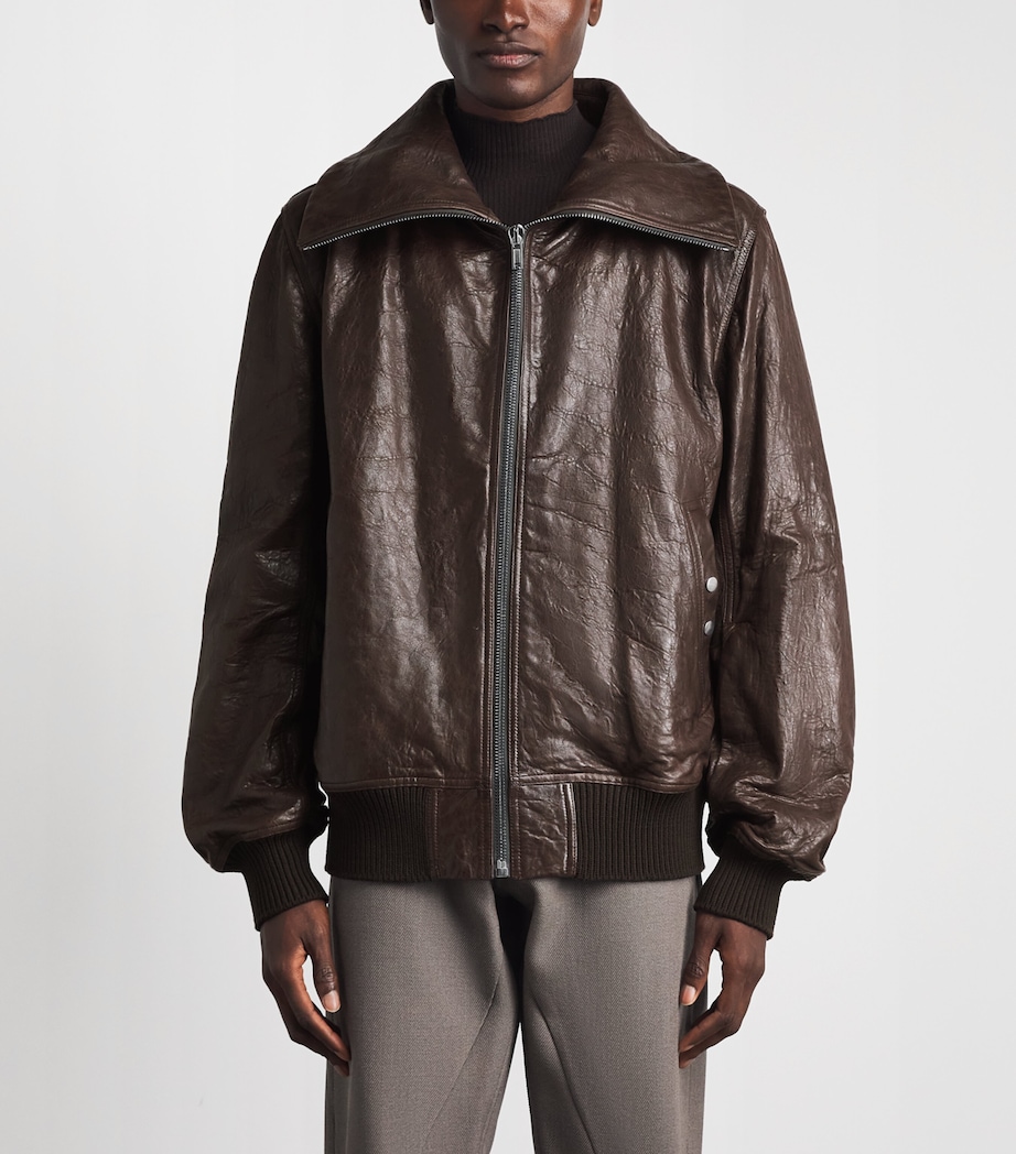 Rick Owens Mens Dracuflight Leather Jacket Grease Image 4