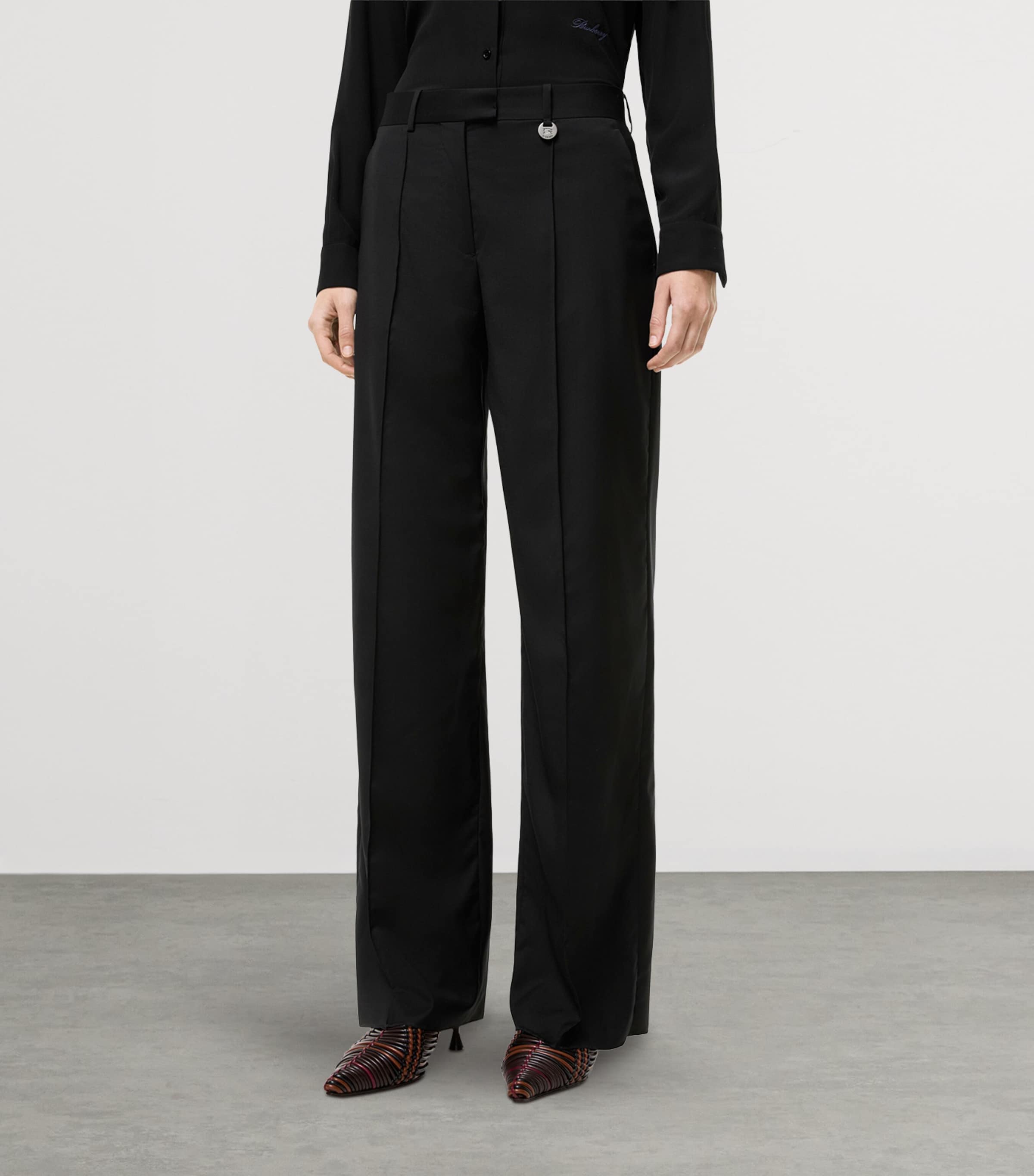 Burberry Womens Wool Tailored Trousers Black Image 2