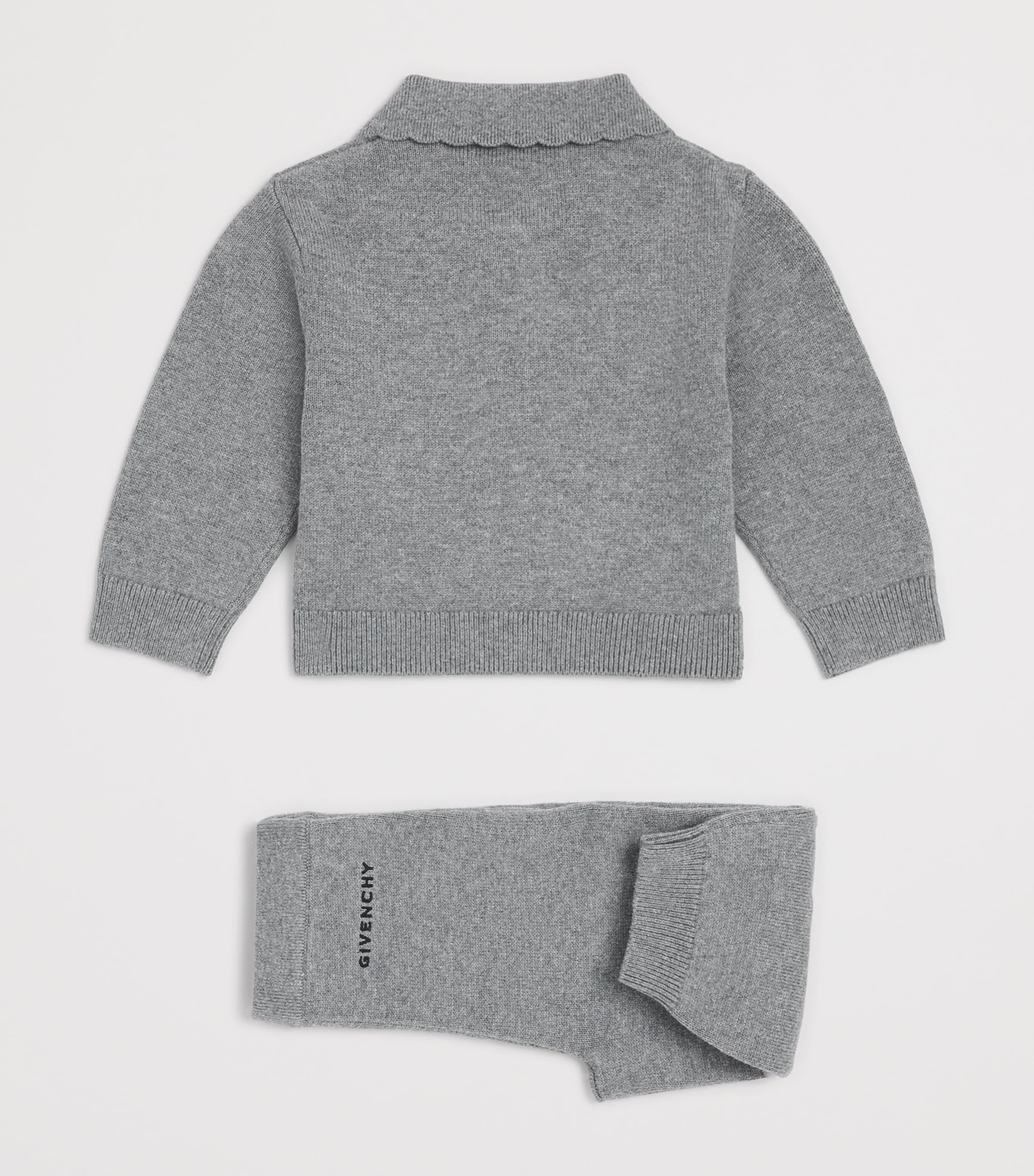 Givenchy Kids Cotton-Cashmere Logo Cardigan and Leggings Set (12-36 Months) Marl Image 2