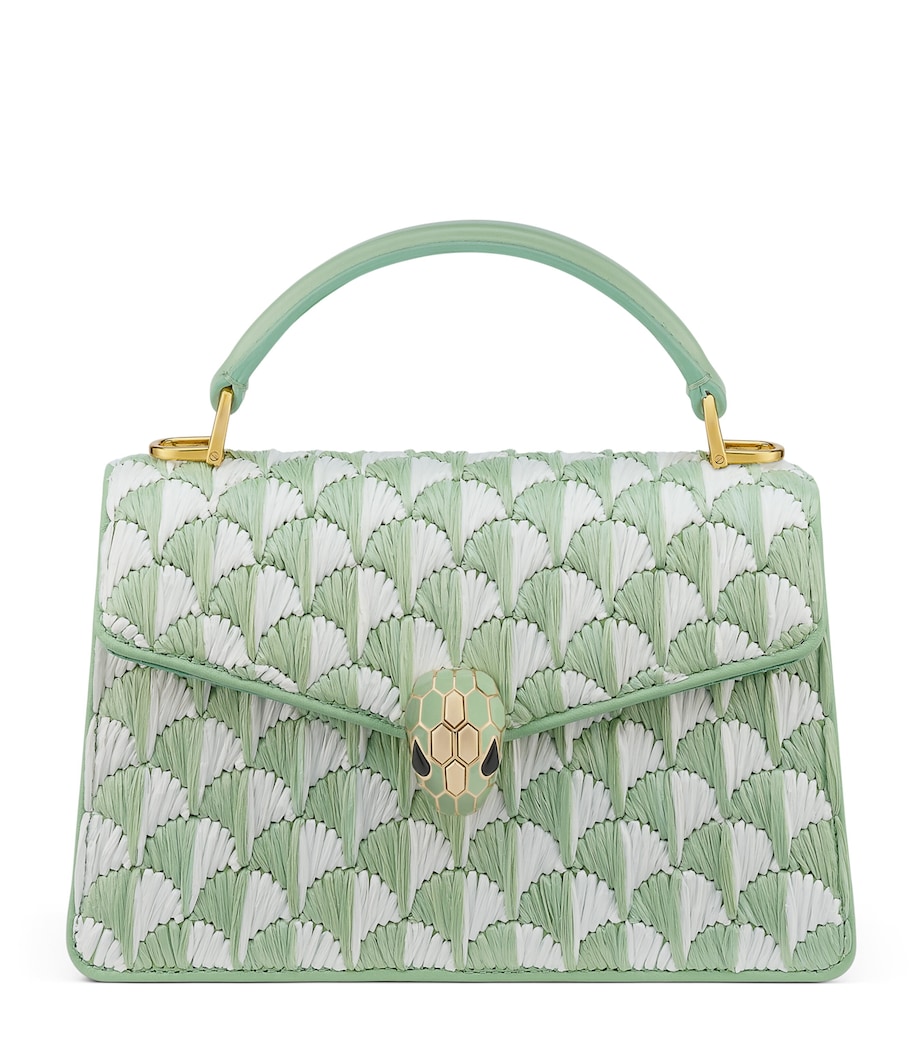Bvlgari Mini Raffia Serpenti Forever Top-Handle Bag Green Medium Image 1